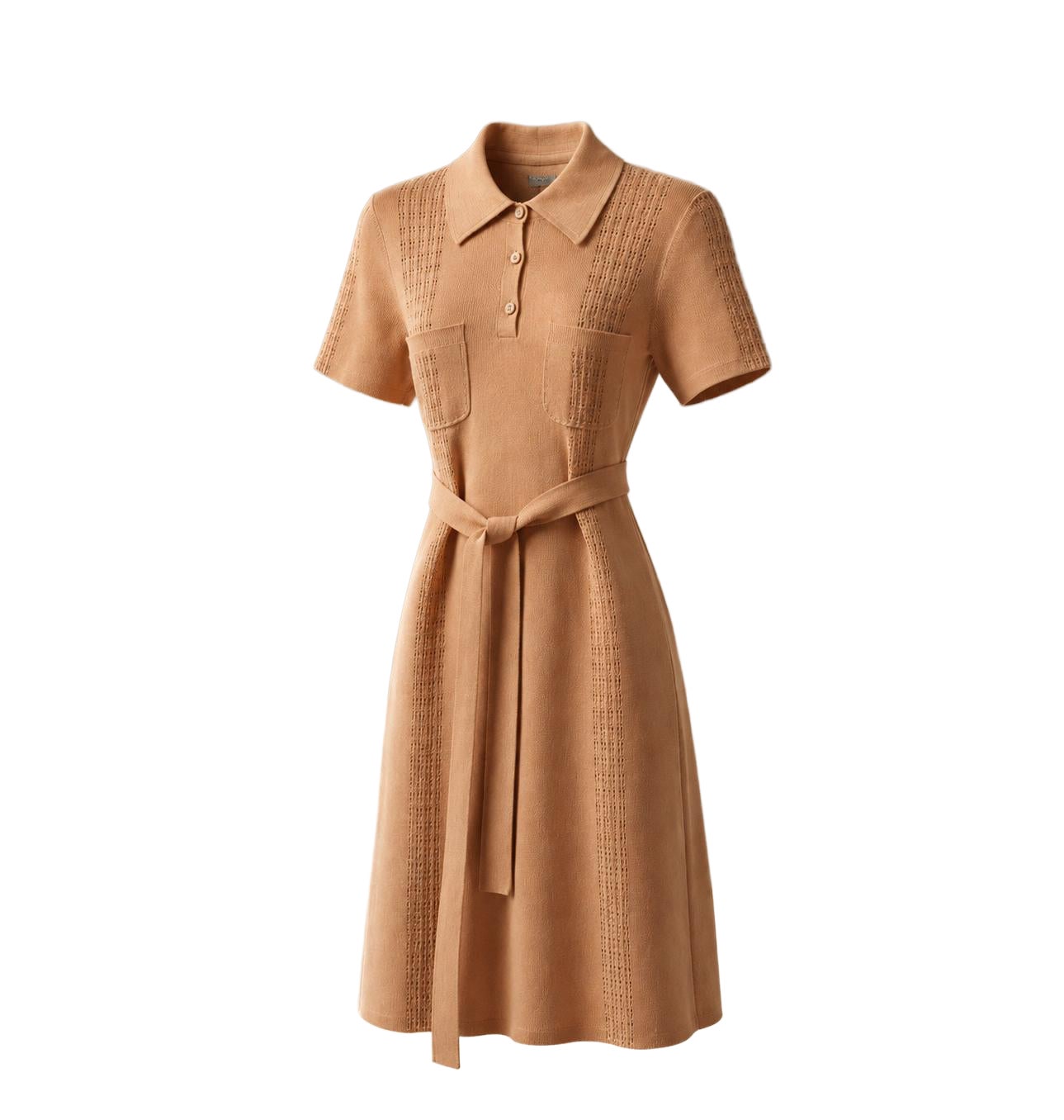 CHANEL New Paris / CUBA Beige Belted Dress 38 FR