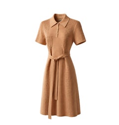 CHANEL New Paris / CUBA Beige Belted Dress 38 FR