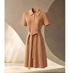 CHANEL New Paris / CUBA Beige Belted Dress 38 FR