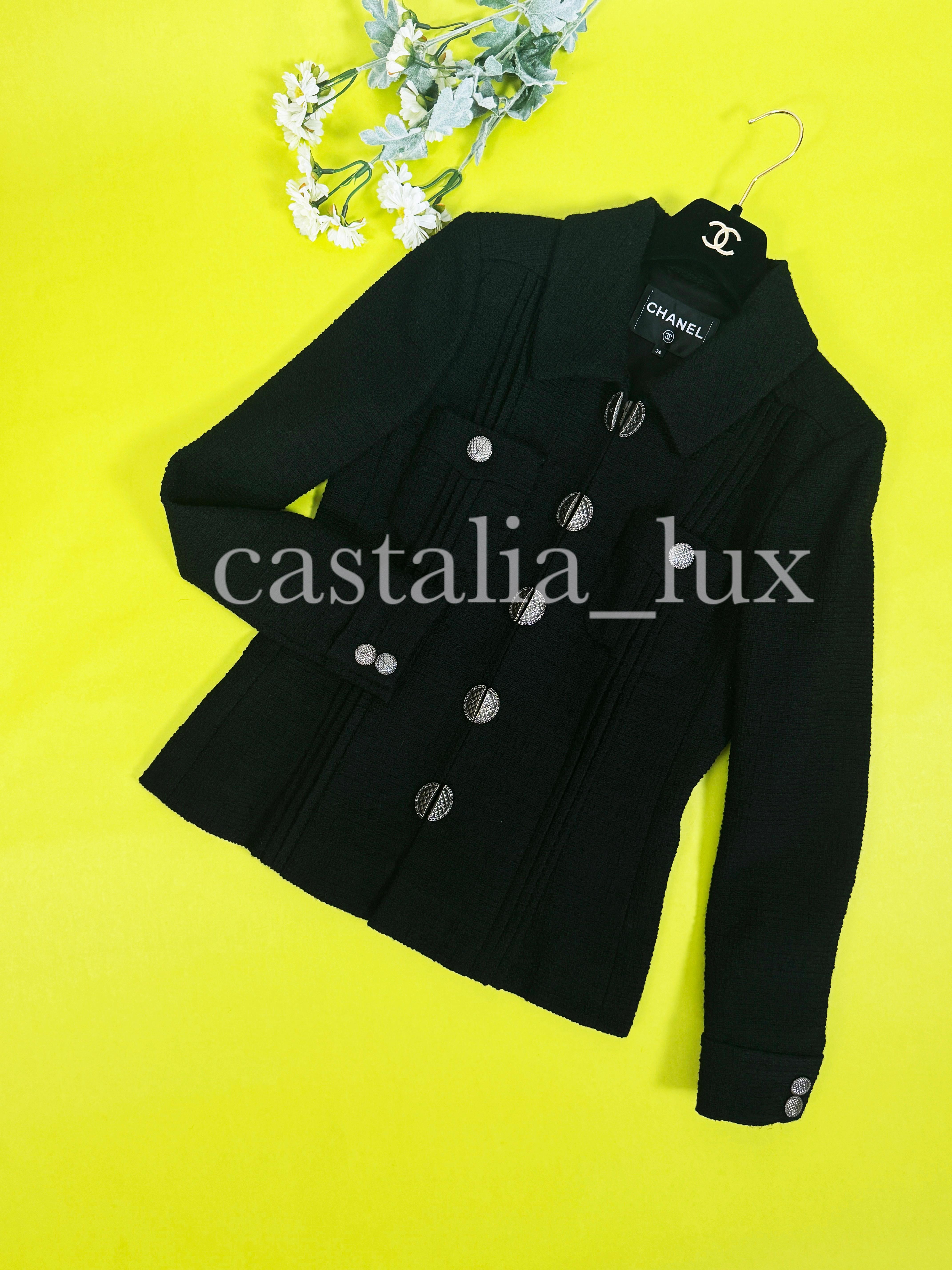 Women's or Men's Chanel New Paris / Cuba Black Tweed Jacket  For Sale