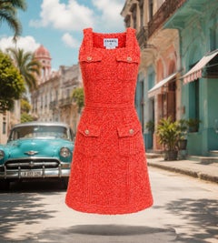 CHANEL New Paris / CUBA Runway Orange Tweed Dress 34 FR