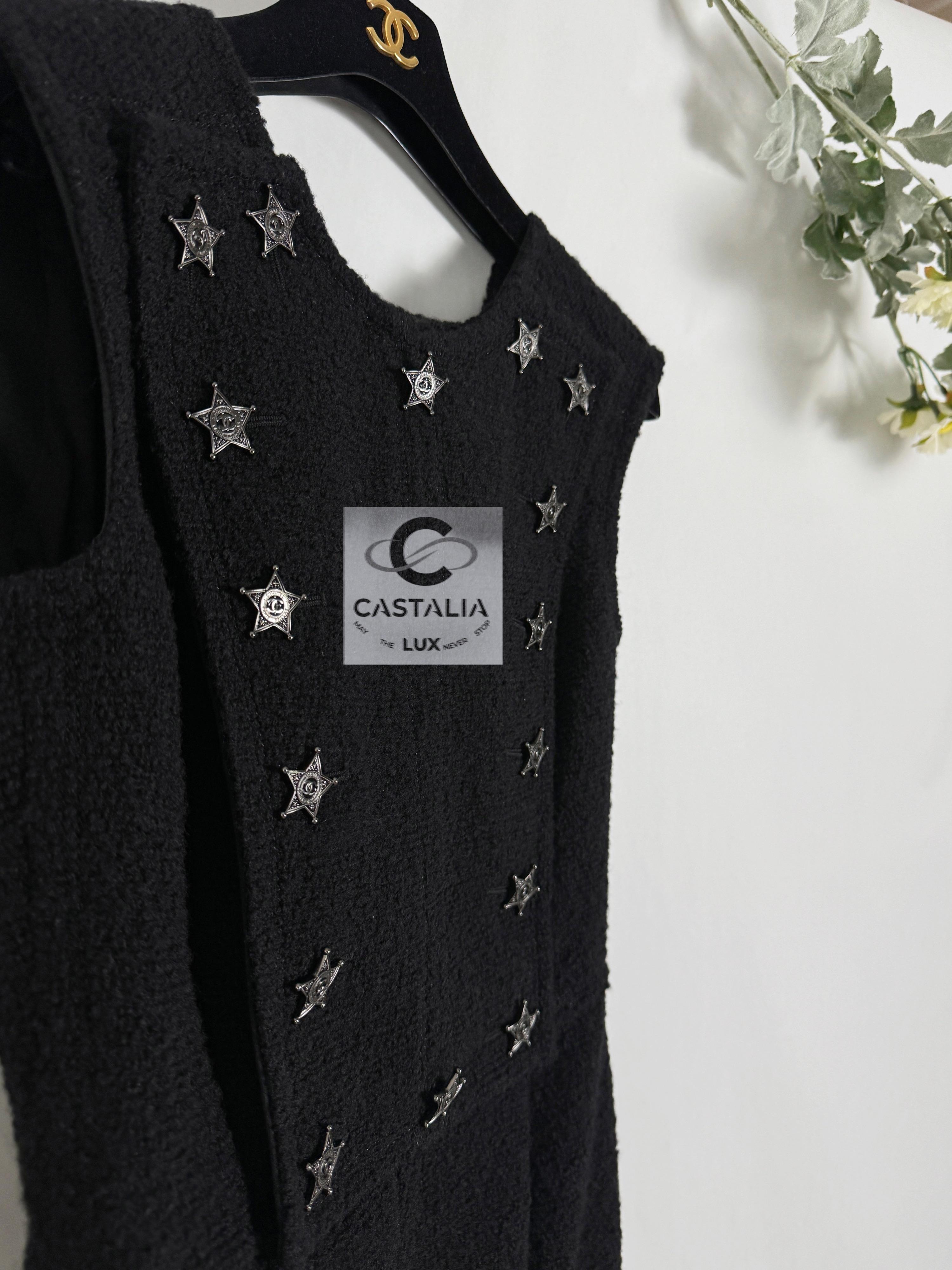 Chanel New Paris / Dallas CC Stars Black Tweed Dress 2