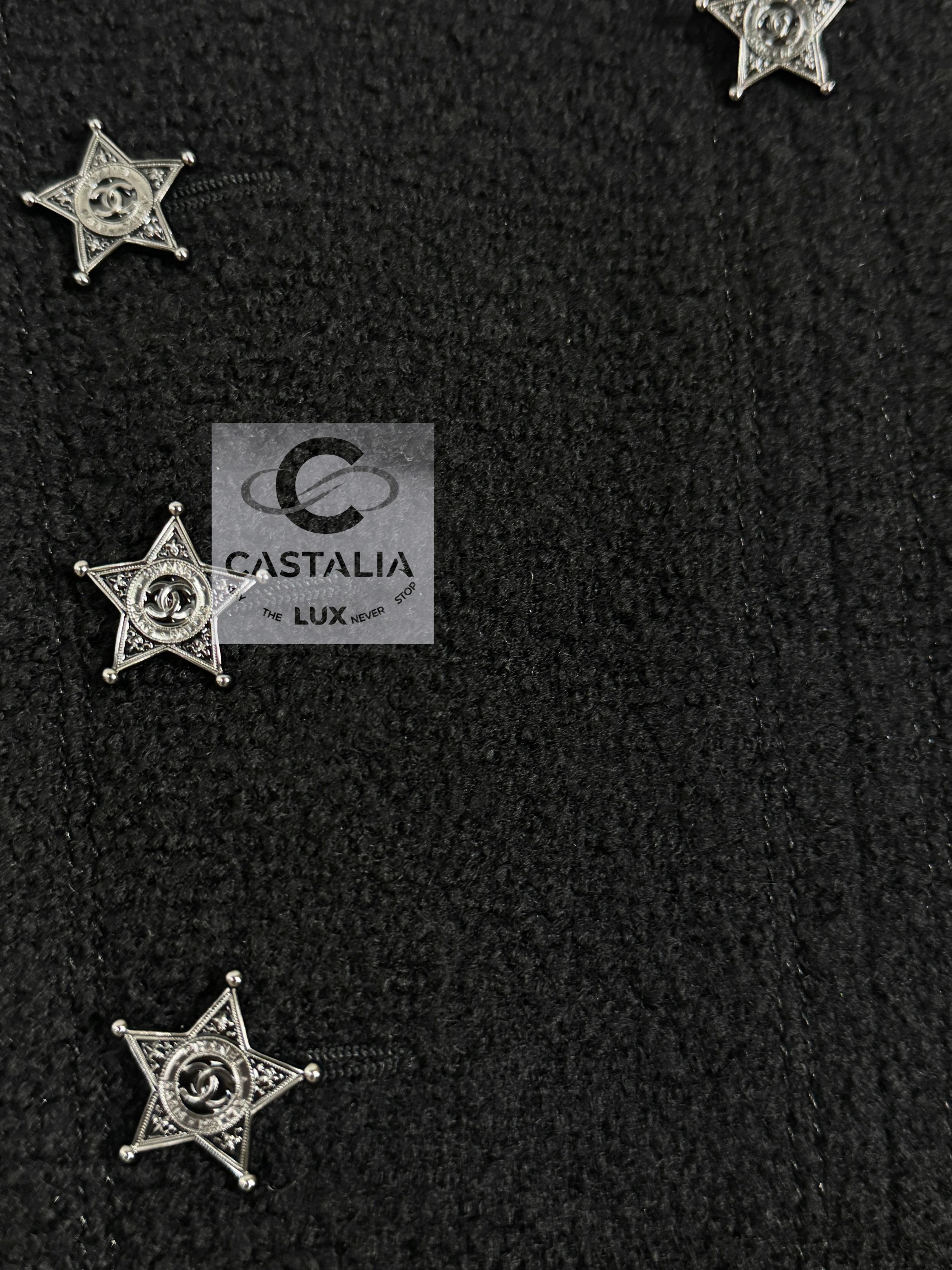 Chanel New Paris / Dallas CC Stars Black Tweed Dress 3