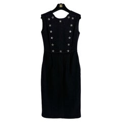 Chanel New Paris / Dallas CC Stars Schwarzes Tweed-Kleid mit Sternen