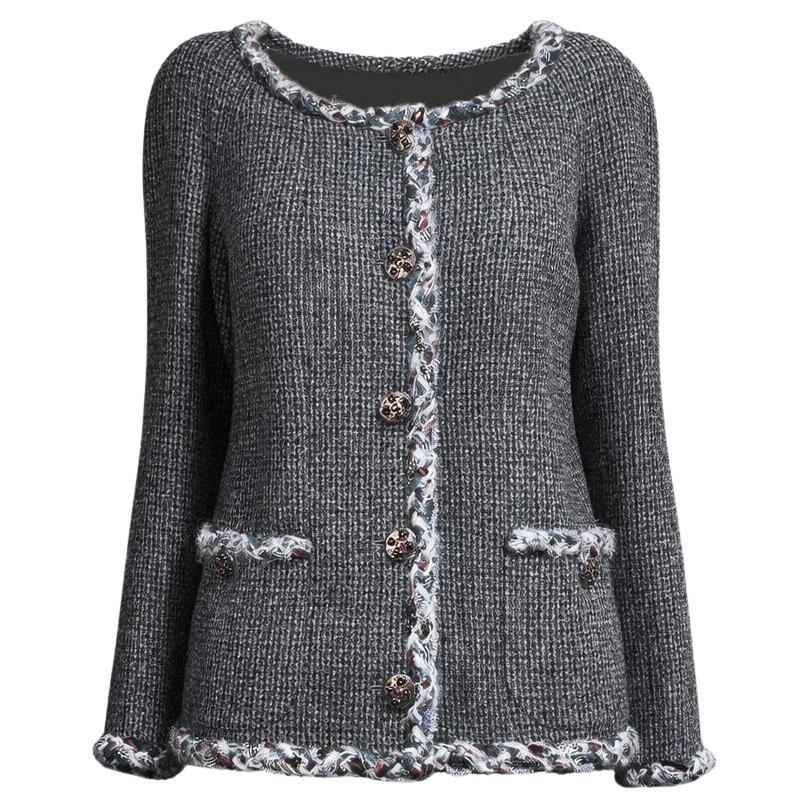 CHANEL New Paris / Edinburgh CC Gripoix Buttons Tweed Jacket 40 FR