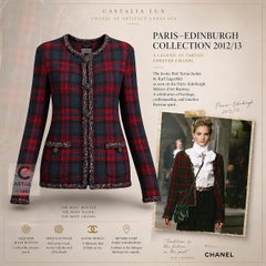 CHANEL New Paris / EDINBURGH Iconic Red Tartan Jacket 34 FR