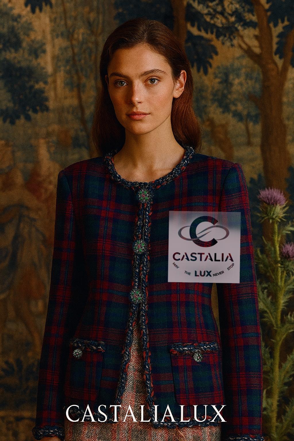 Femenino o masculino CHANEL Nuevo París / Edimburgo Chaqueta icónica de tartán rojo 34 FR en venta