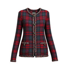 CHANEL New Paris / EDINBURGH Iconic Red Tartan Jacket 34 FR
