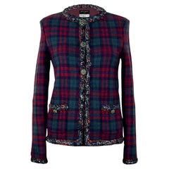 CHANEL New Paris / Edinburgh Ikonische Rote Tartan Jacke 34 FR
