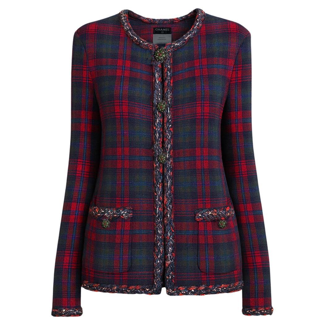 CHANEL New Paris / Edinburgh Iconic Red Tartan Jacket 34 FR
