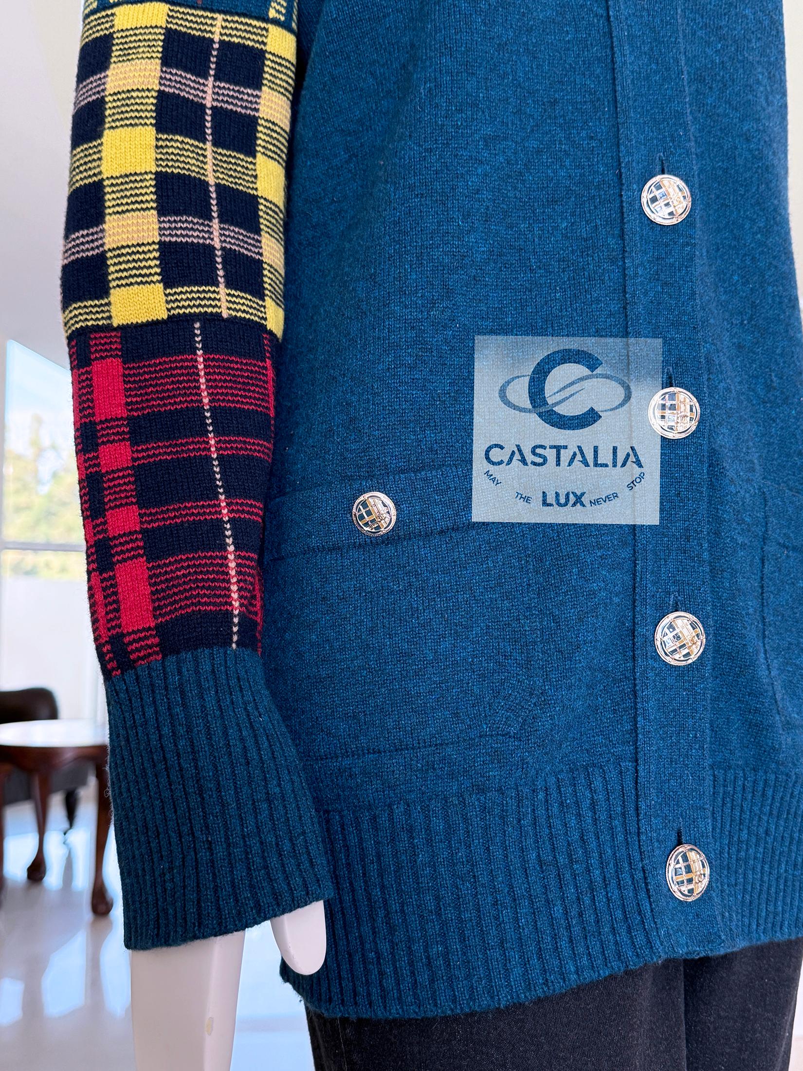 Chanel New Paris / Edinburgh Tartan Sleeves Runway Cardigan 38 FR 3