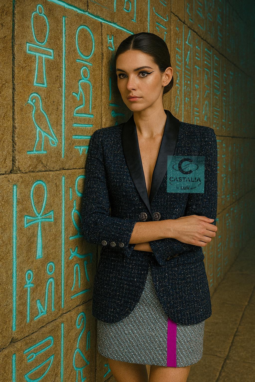 CHANEL Nuevo París / Egipto Chaqueta de tweed Lesage 34 FR Negro en venta