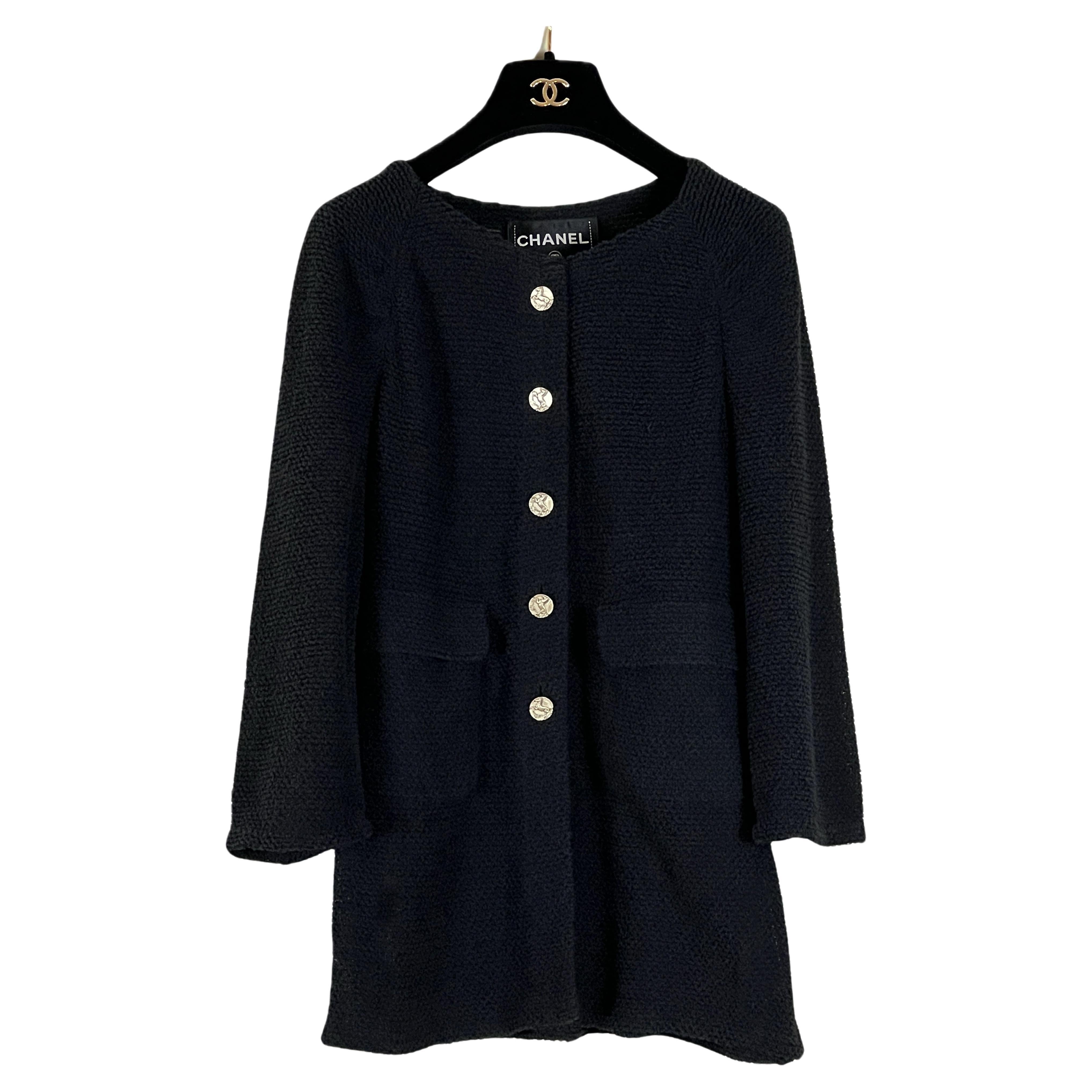 Chanel Neue Paris / Griechenland Schwarze Tweed-Jacke im Angebot