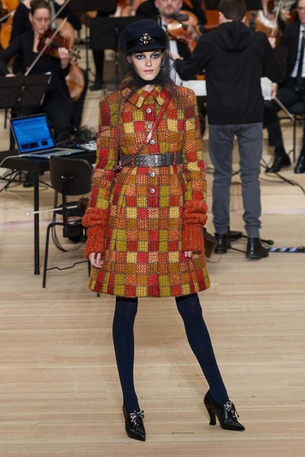 Brown Chanel New Paris / Hamburg Catwalk Tweed Coat with Belt