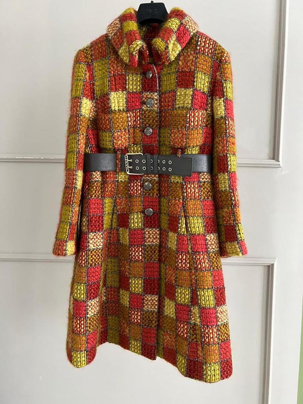 Women's or Men's Chanel New Paris / Hamburg Catwalk Tweed Coat with Belt