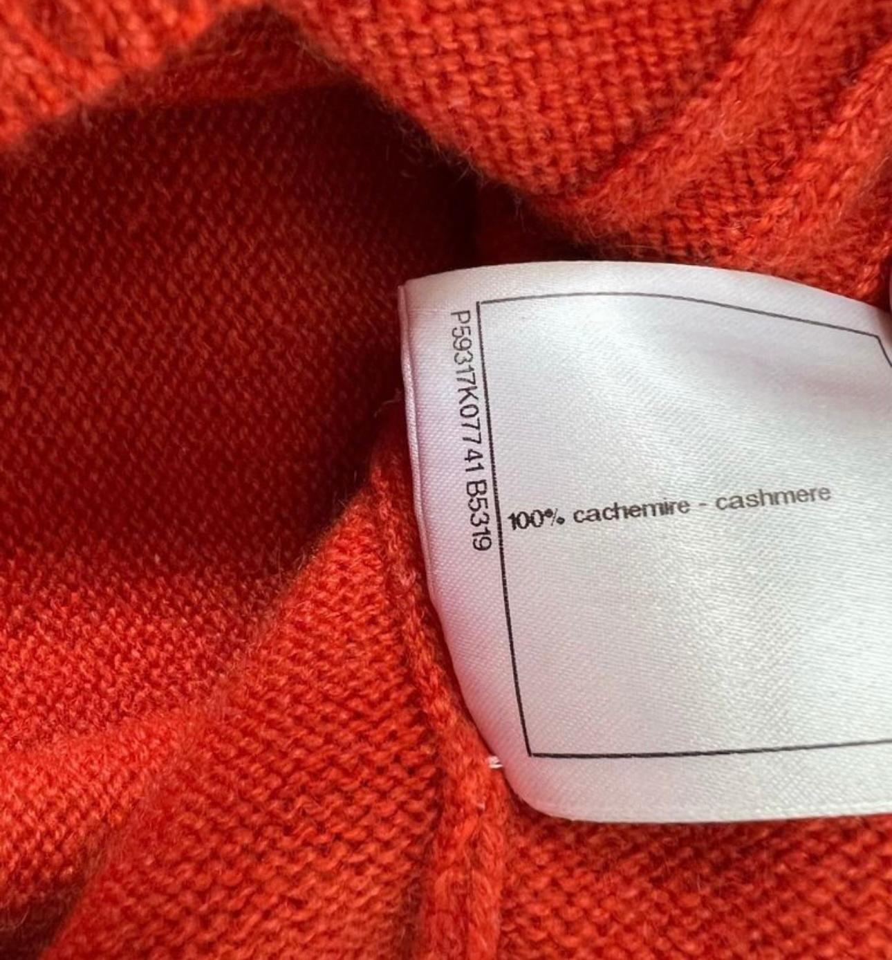 Chanel New Paris / Hamburg Orange Cashmere Cardigan For Sale 6