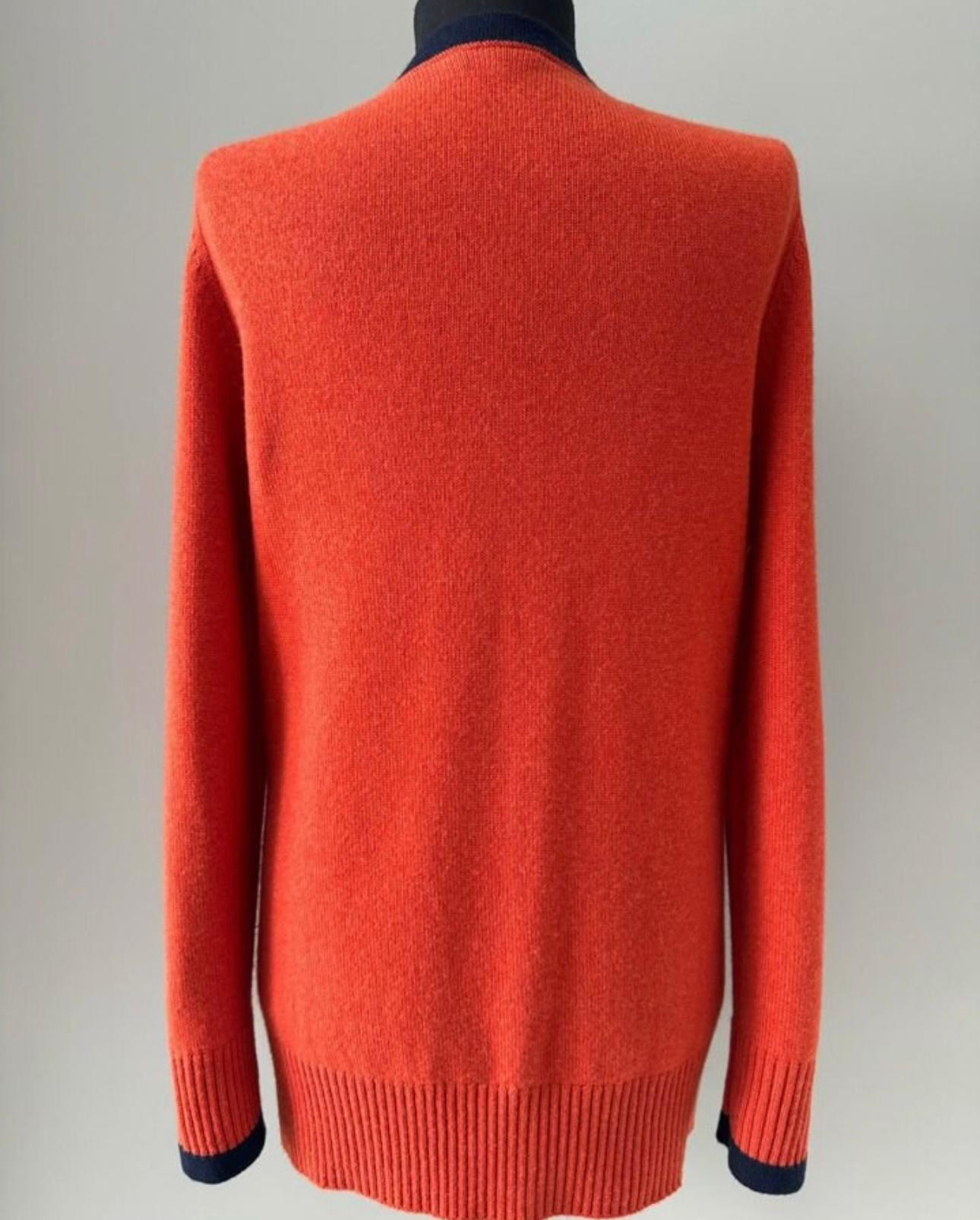 Chanel New Paris / Hamburg Orange Cashmere Cardigan For Sale 1