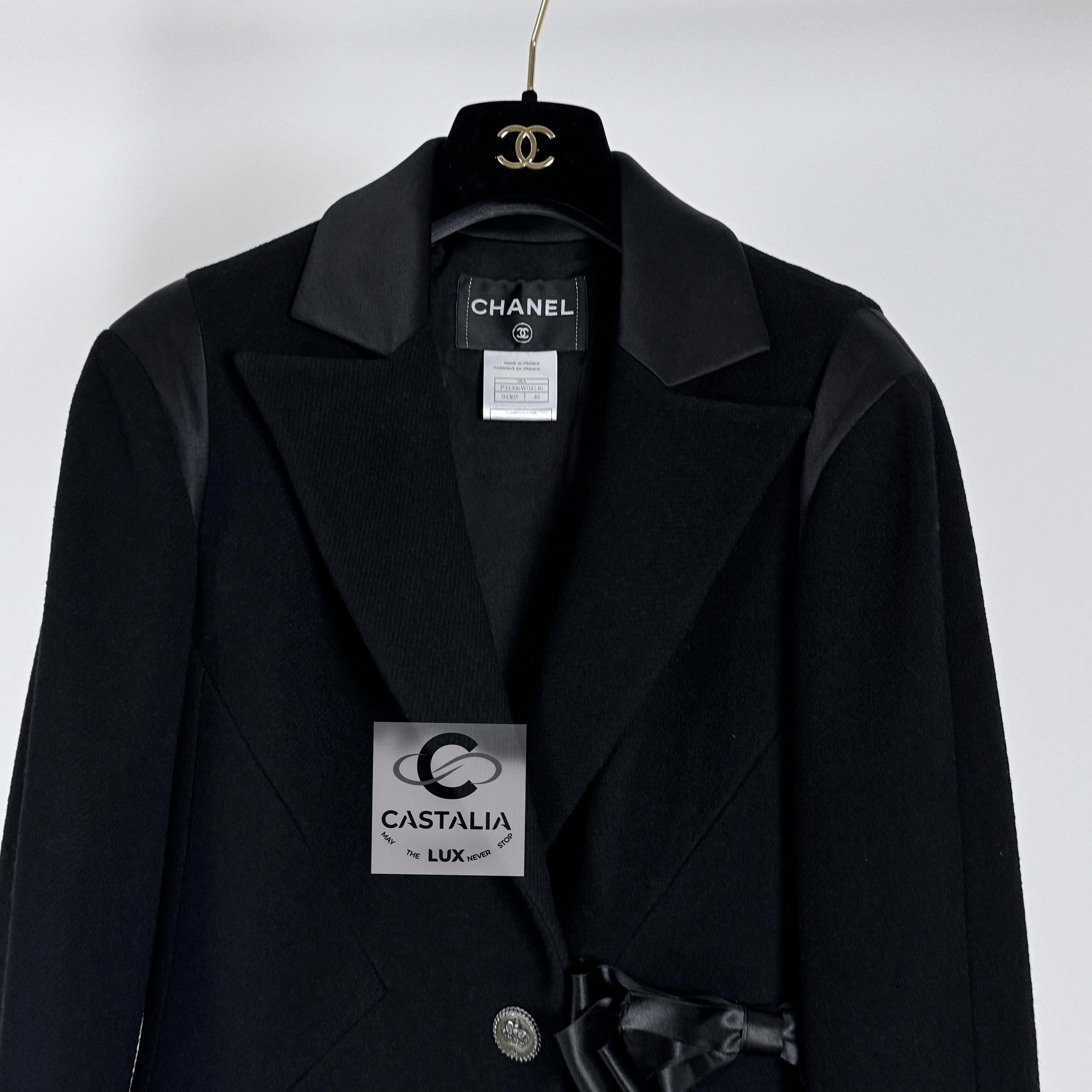 Chanel New Paris / London Black Tweed Jacket with Bow 5