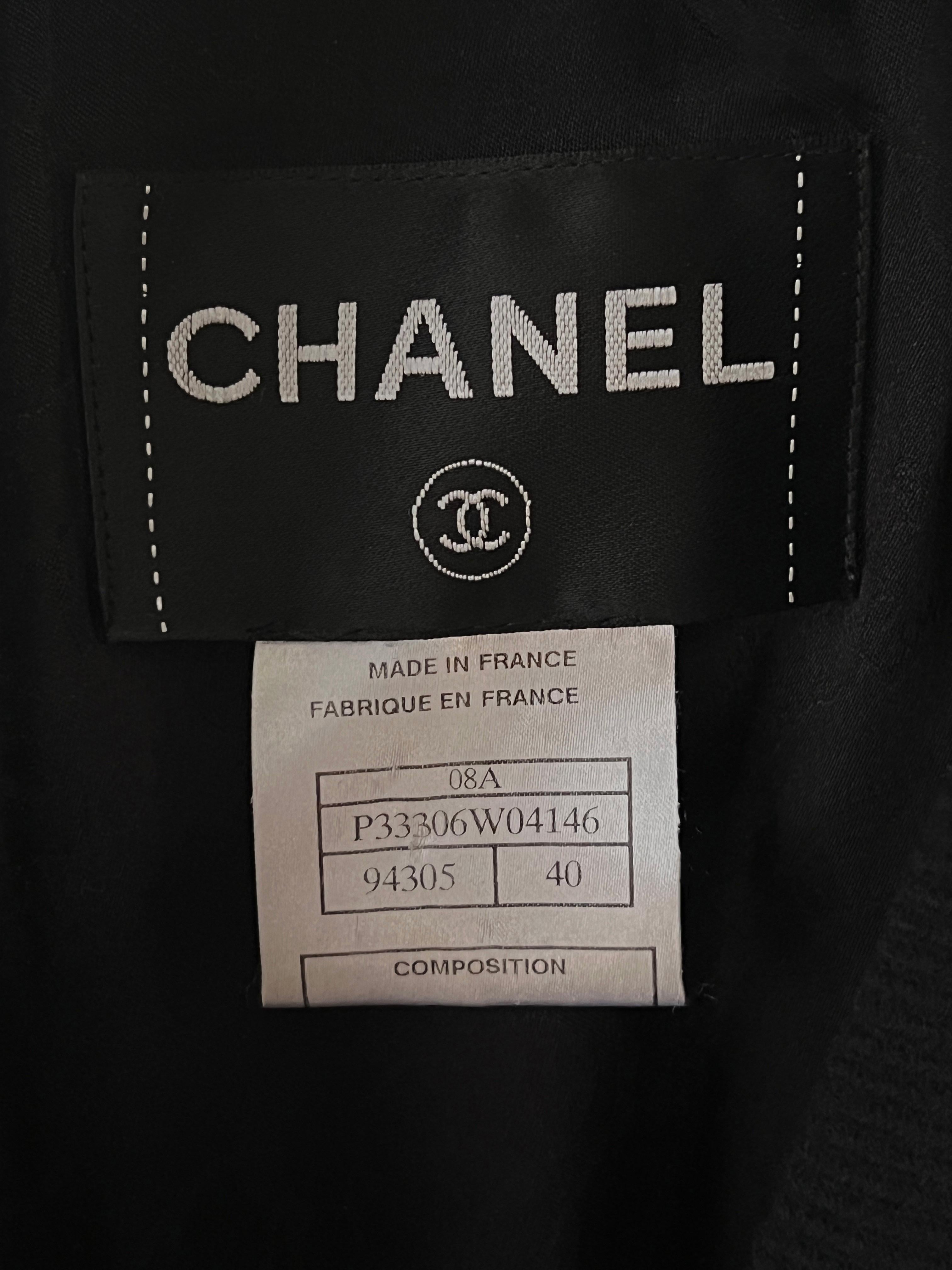 Chanel New Paris / London Runway Black Tweed Jacket For Sale 7