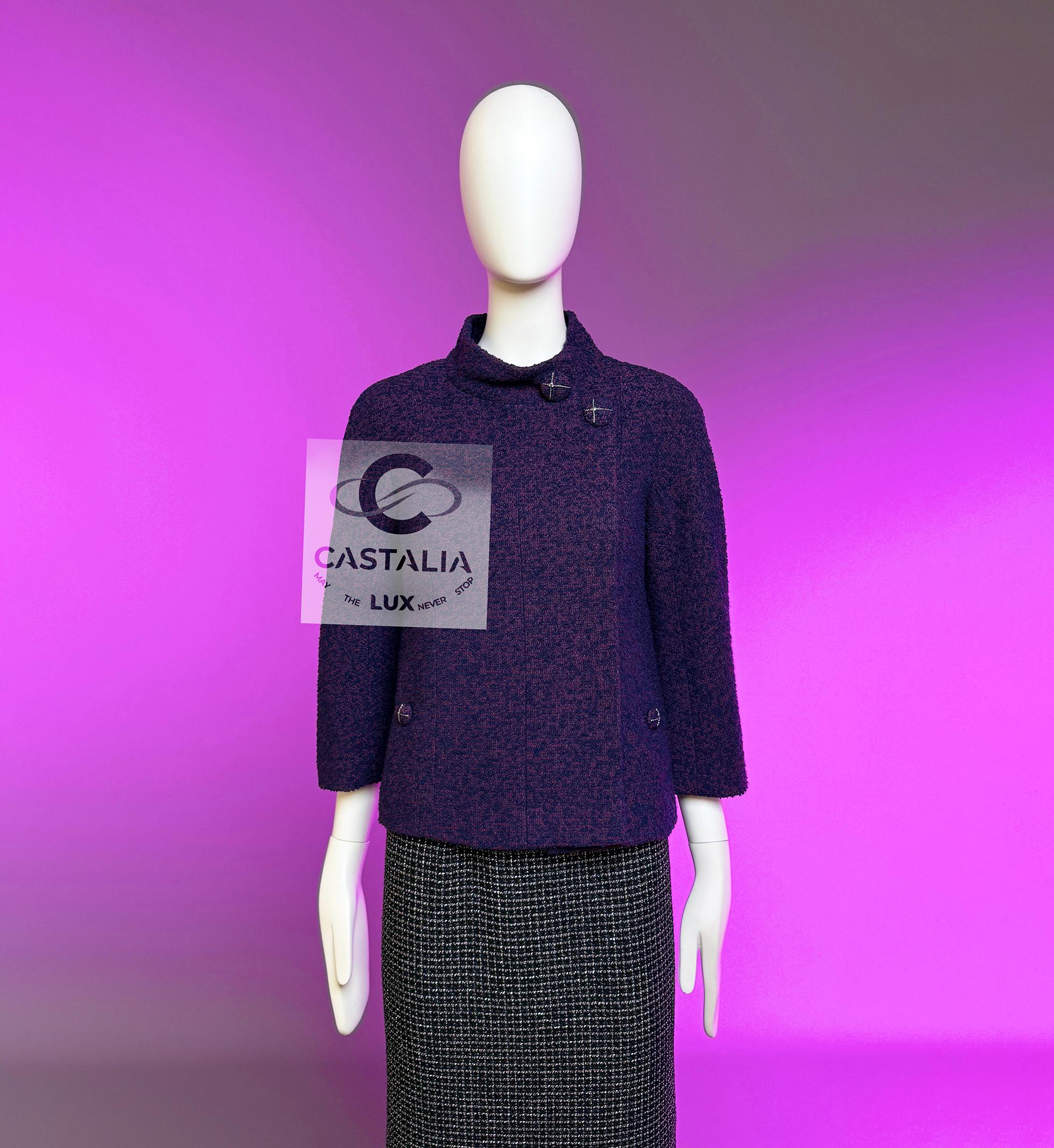 CHANEL New Paris / MONACO Veste en tweed améthyste 34 FR en vente 2