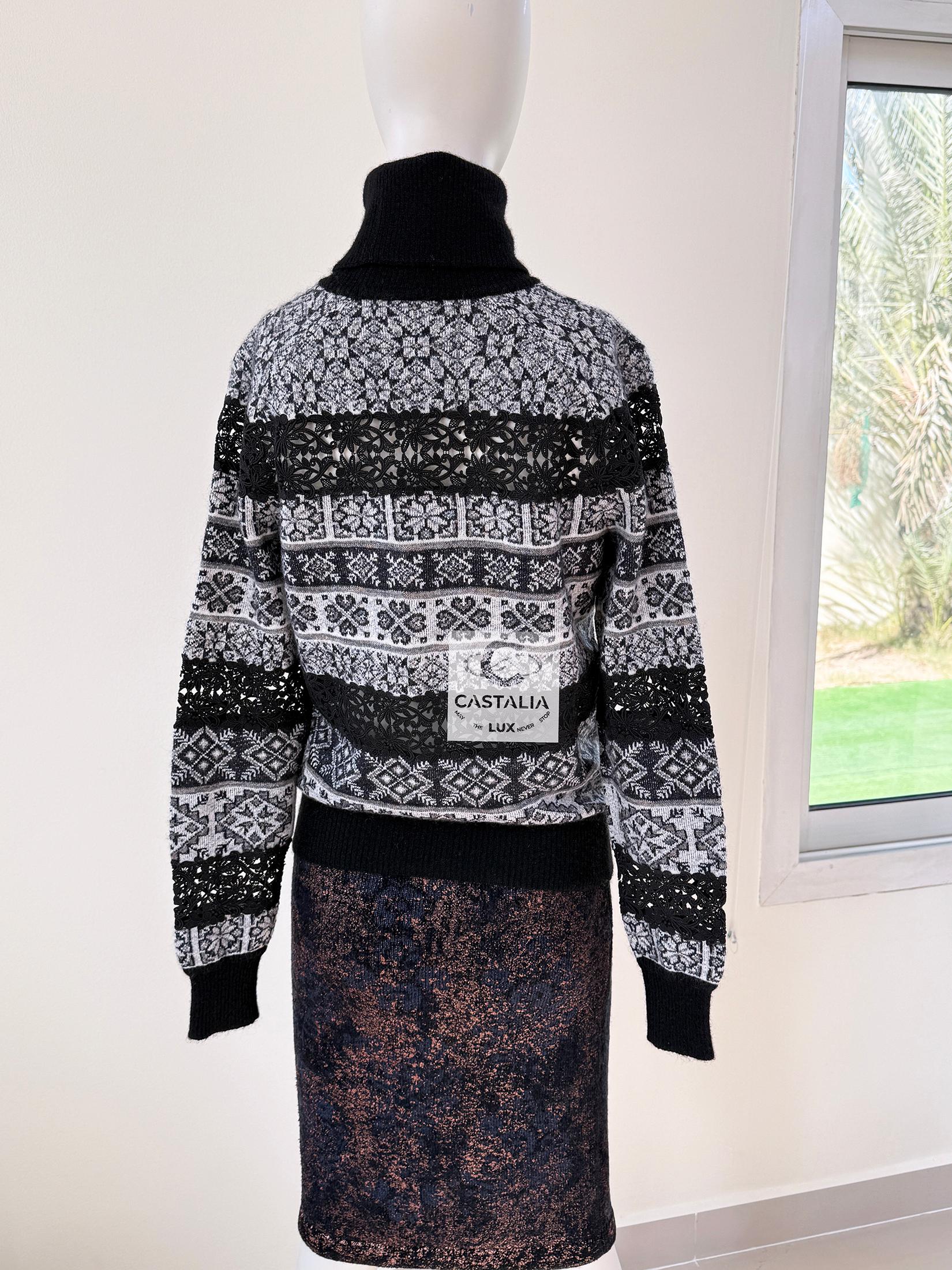 Chanel New Paris / Rome Lace Decor Runway Jumper 34 FR 7