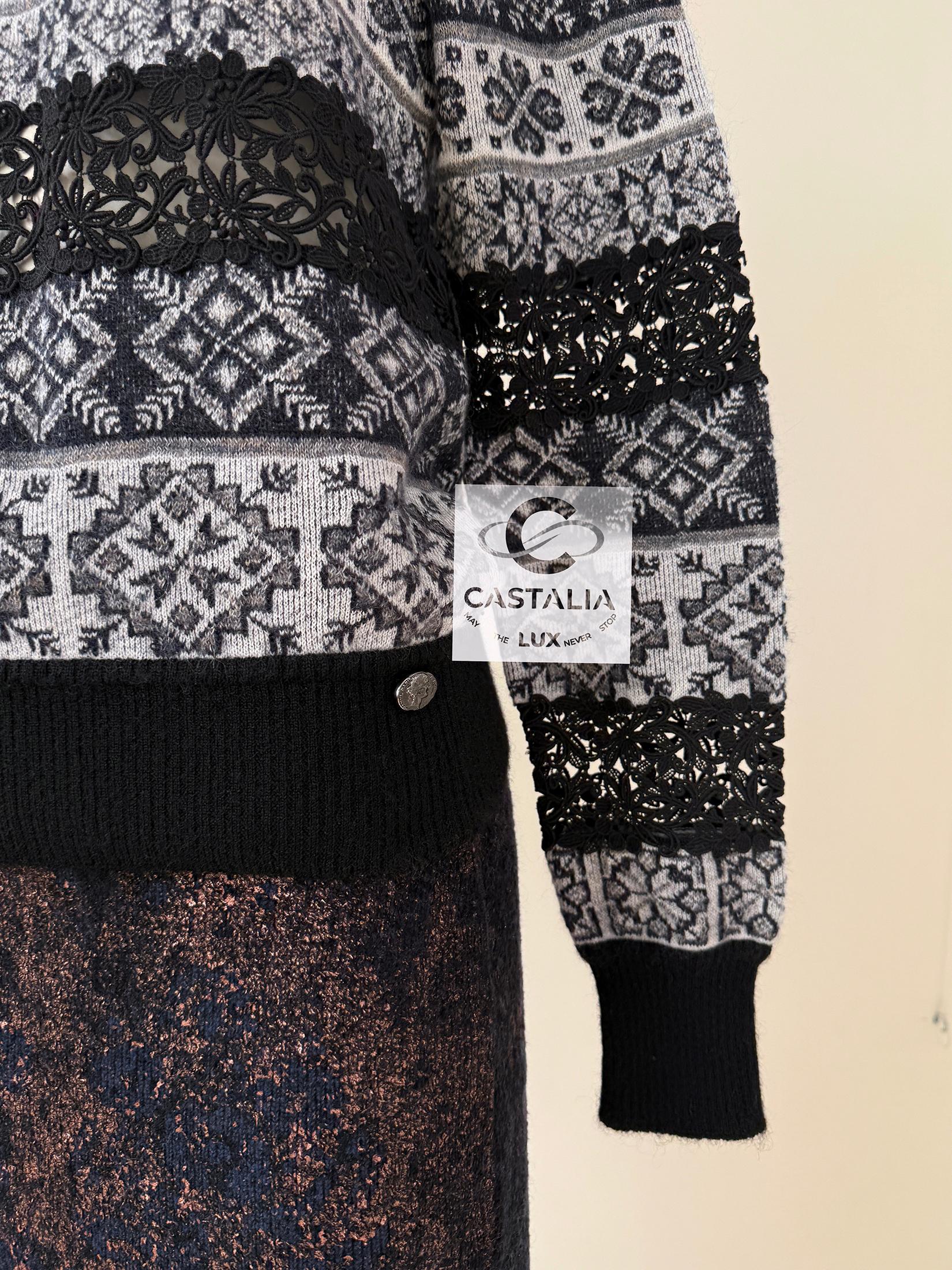 Chanel New Paris / Rome Lace Decor Runway Jumper 34 FR 1