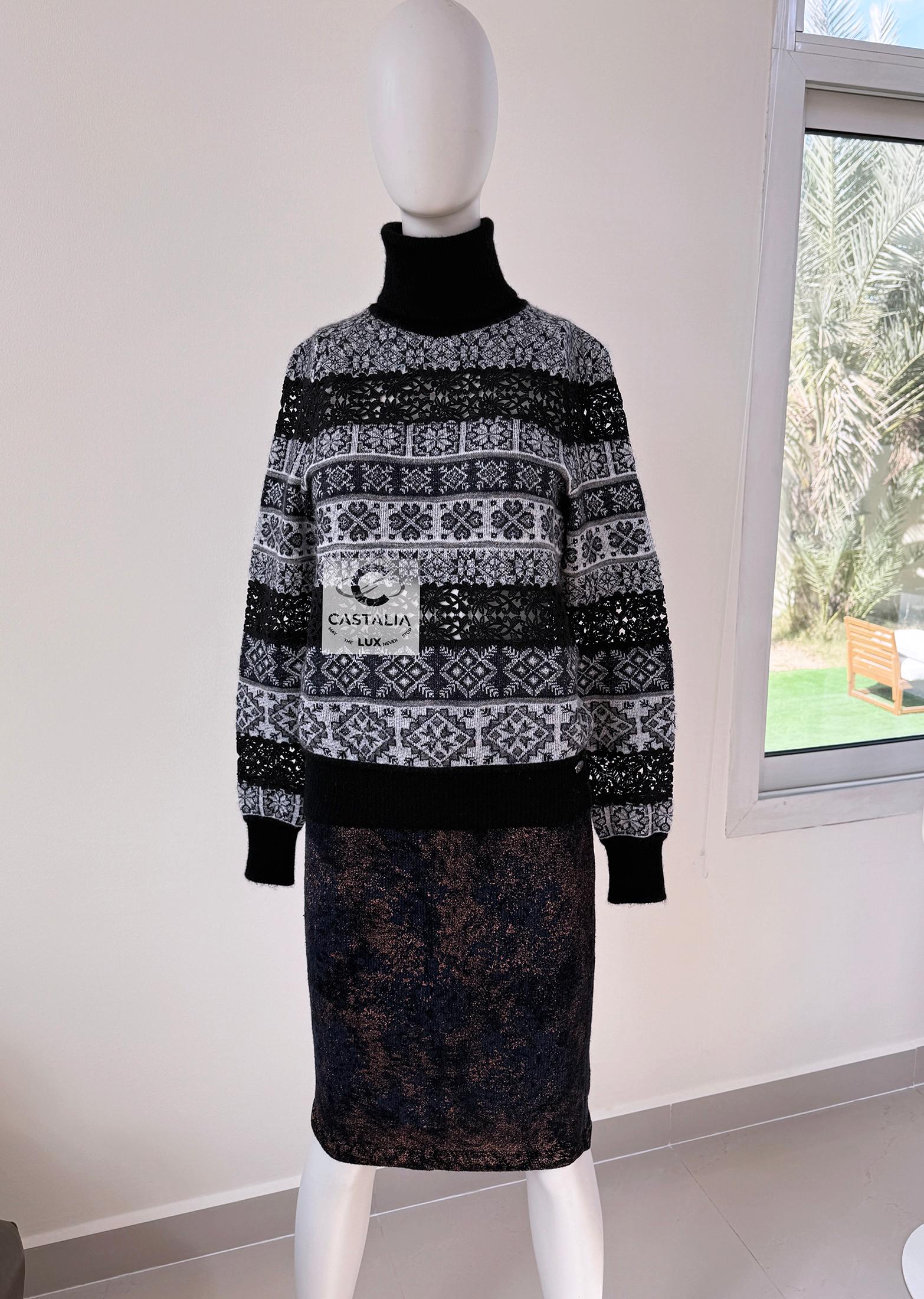 Chanel New Paris / Rome Lace Decor Runway Jumper 34 FR 3