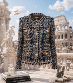 CHANEL Nuevo París / ROMA Legend Chaqueta de tweed beige 36 FR