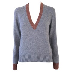 Chanel Neu Paris / Rom Laufsteg Grauer Kaschmirpullover aus Kaschmir 36 FR