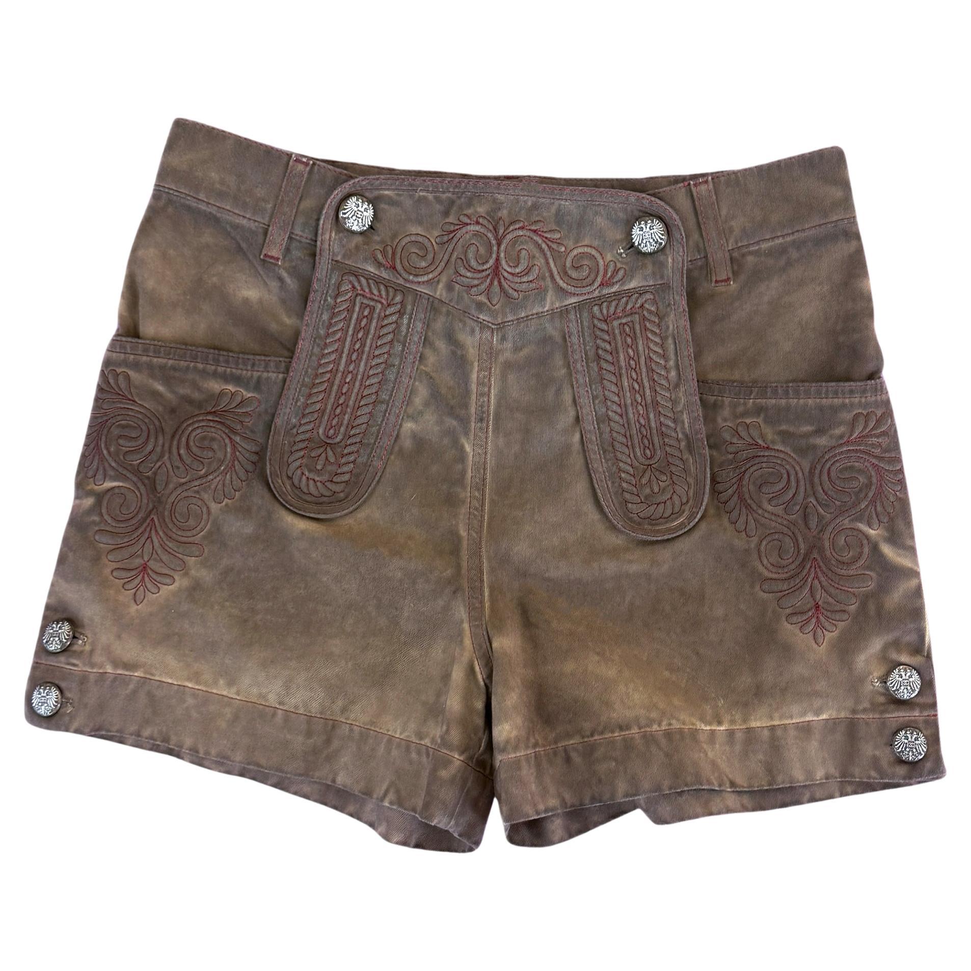 Chanel New Paris / Salzburg Beige Denim Embroidered Shorts 36 FR For Sale