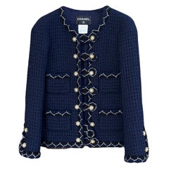 Chanel New Paris / SALZBURG Giacca Iconica in Tweed Navy 36 FR