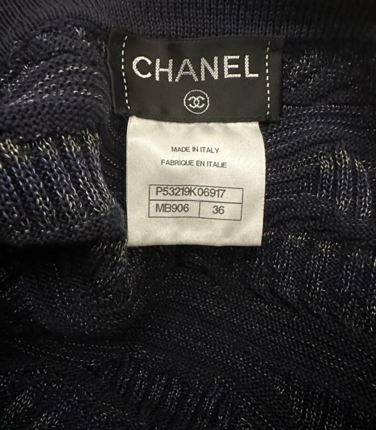 Chanel New Paris / Seoul Navy Shimmer Dress For Sale 8
