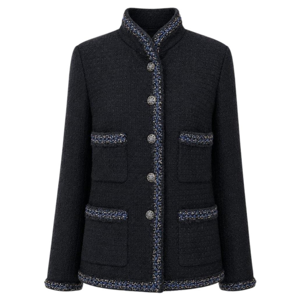 CHANEL New Paris / Shanghai Statement Black Tweed Jacket 40 FR For Sale