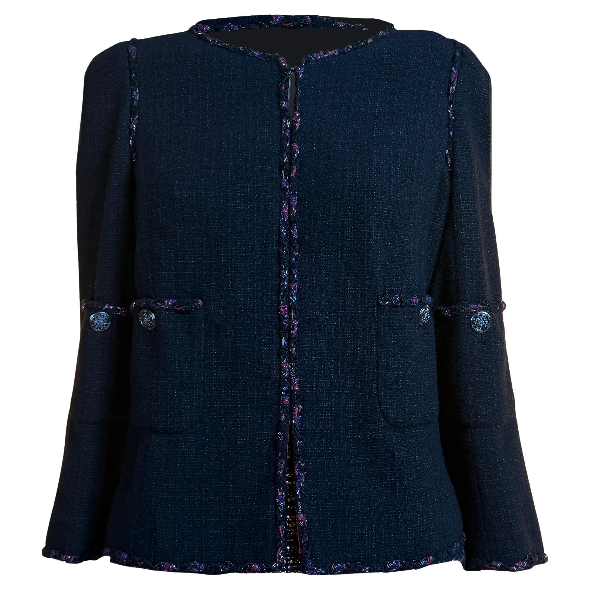 Chanel New Paris / SHANGHAI Giacca senza tempo in tweed nero 38 FR