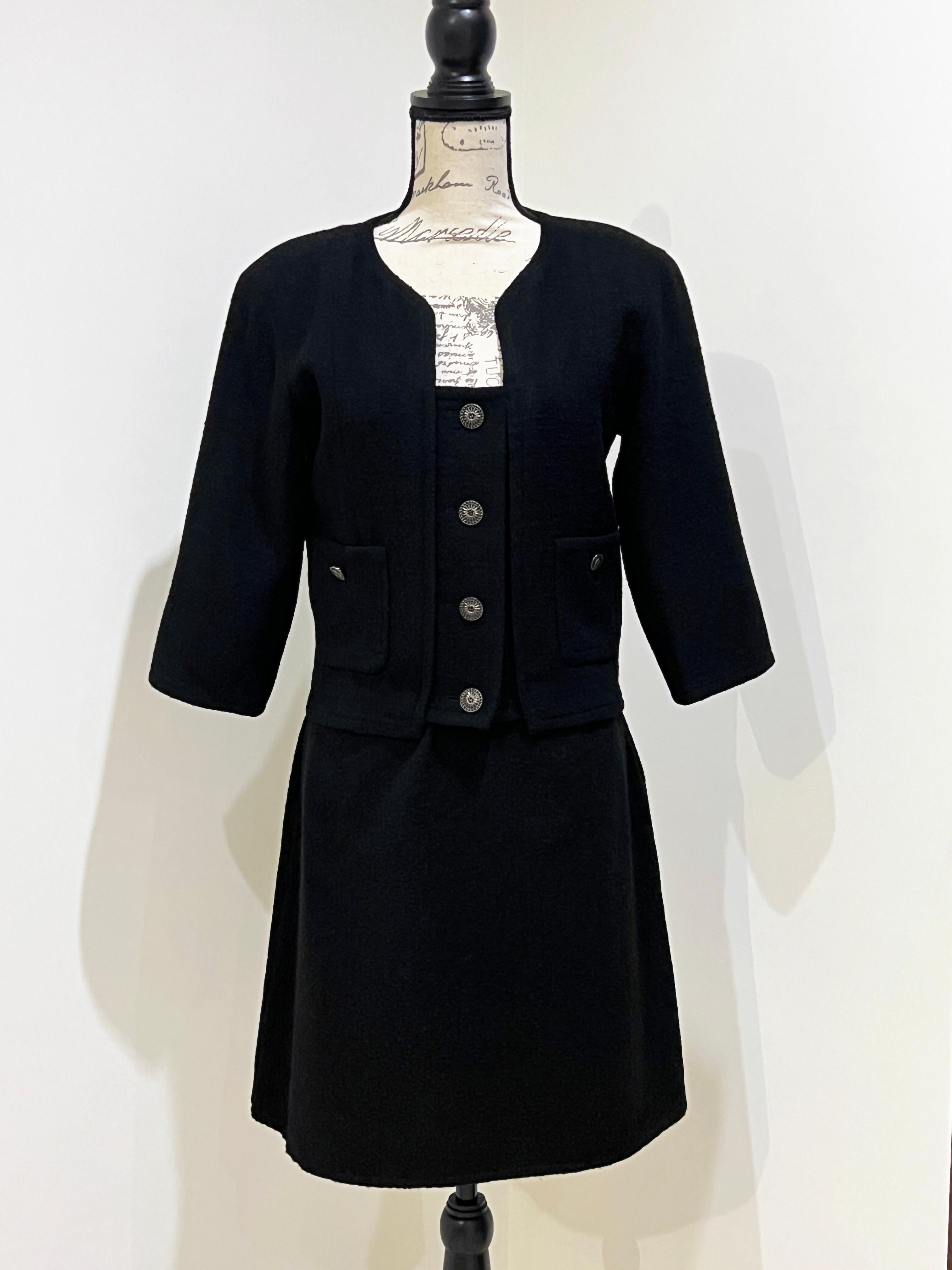 Chanel New Paris / Singapore Black Tweed Jacket and Dress Set 7