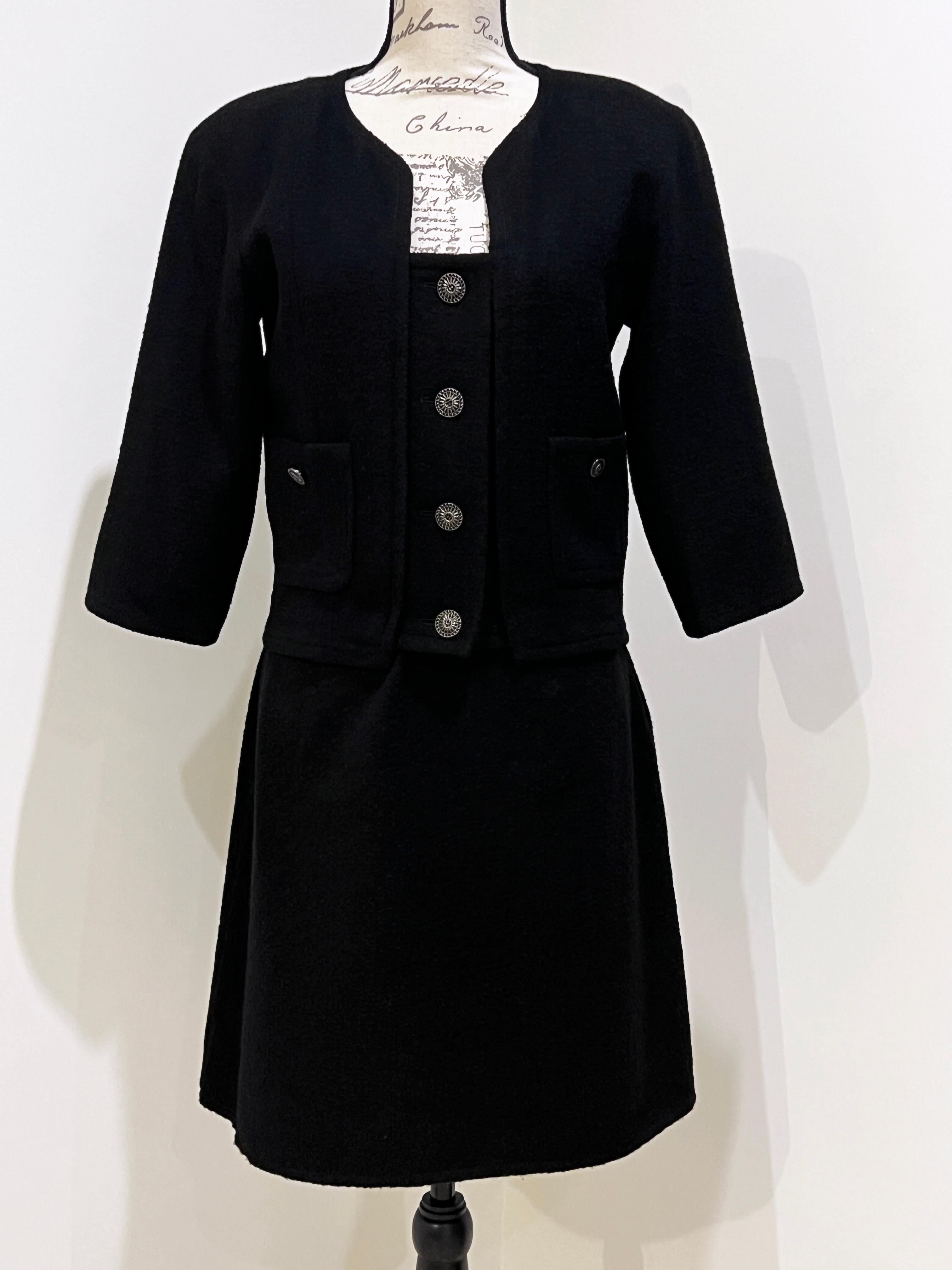 Chanel New Paris / Singapore Black Tweed Jacket and Dress Set 3