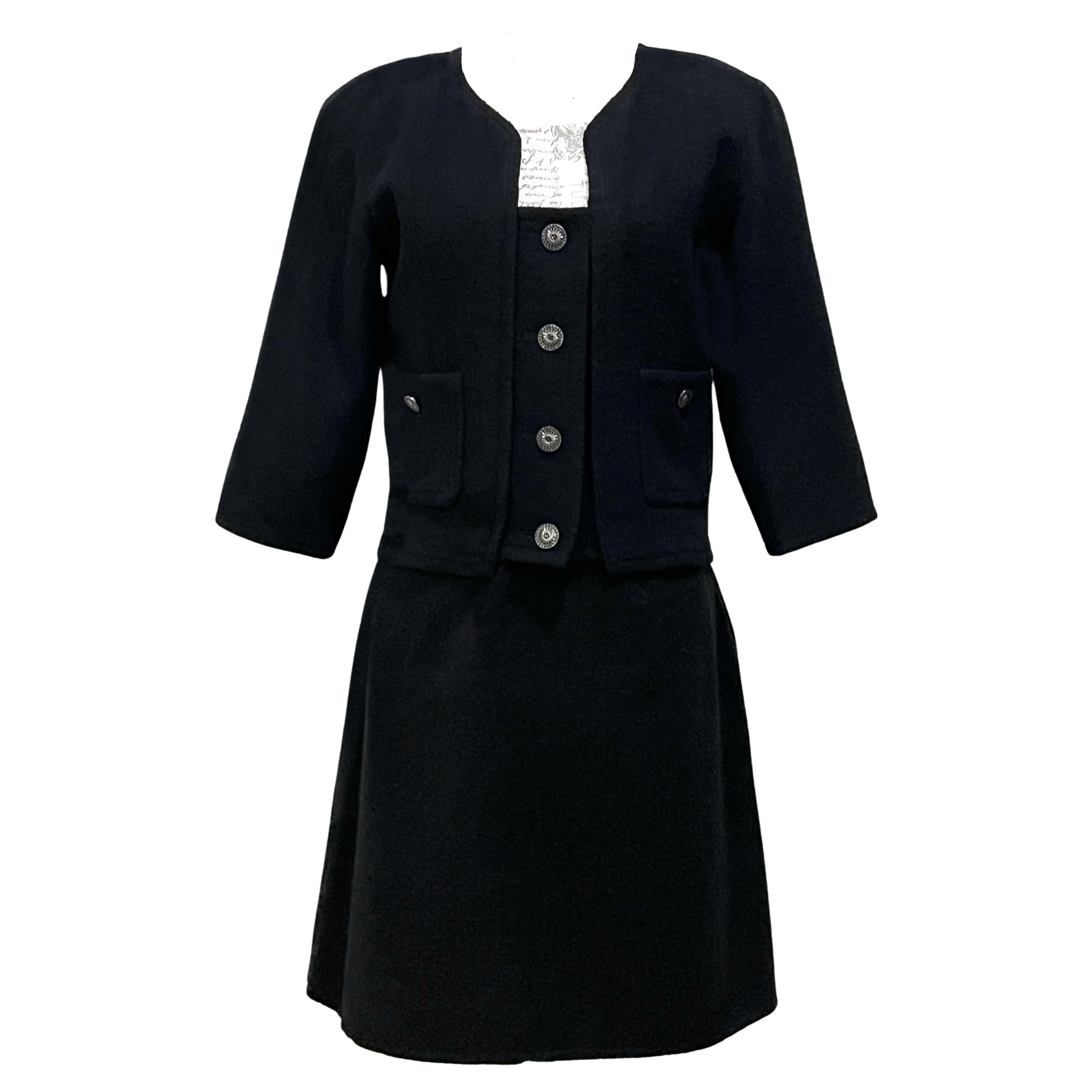 Chanel New Paris / Singapore Black Tweed Jacket and Dress Set
