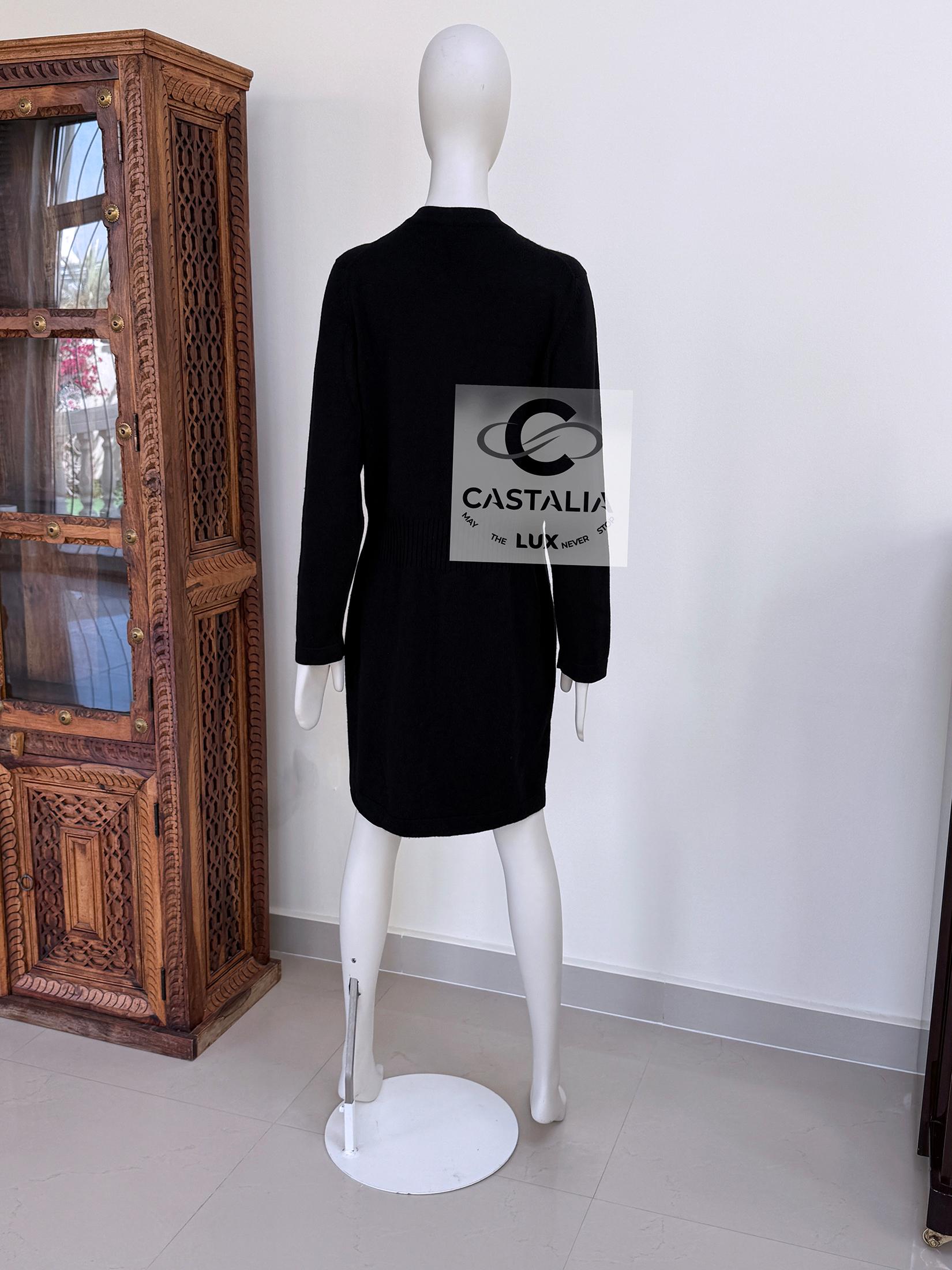 Chanel New Paris / Venice Black Cashmere Cardi Coat 46 FR For Sale 6