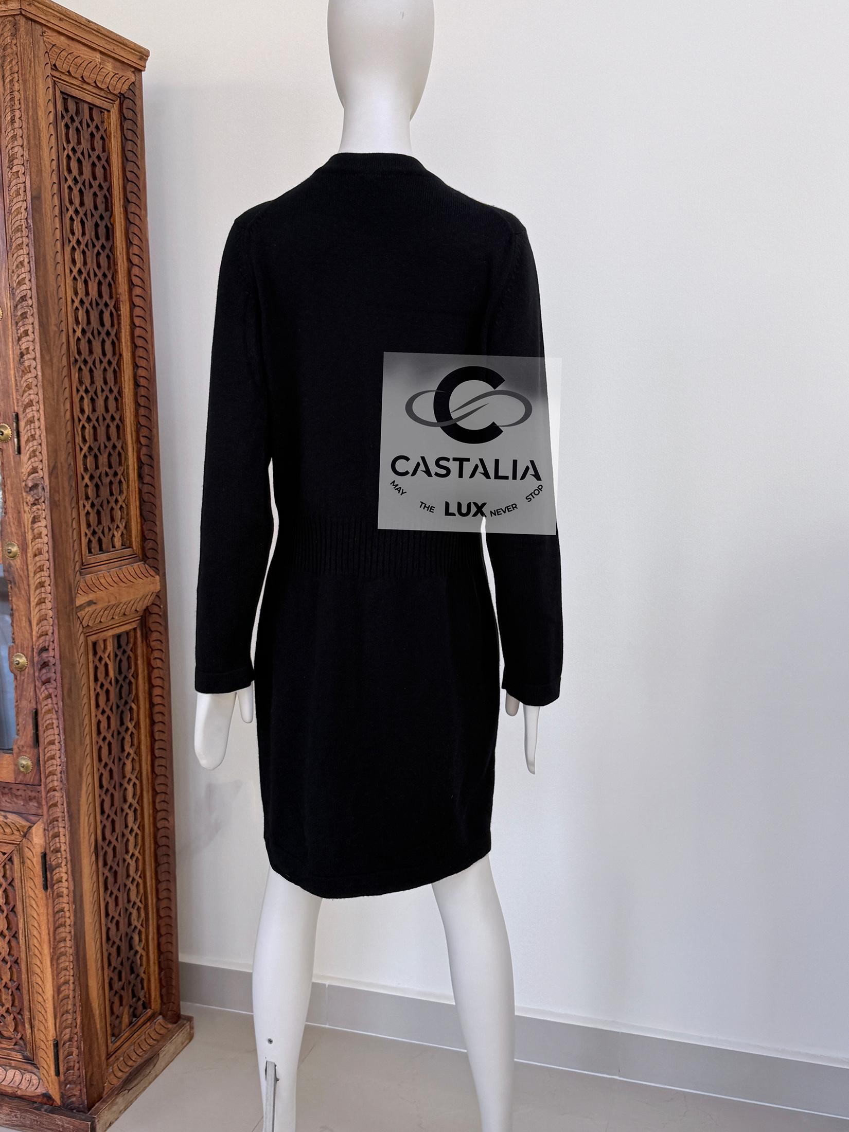 Chanel New Paris / Venice Black Cashmere Cardi Coat 46 FR For Sale 7