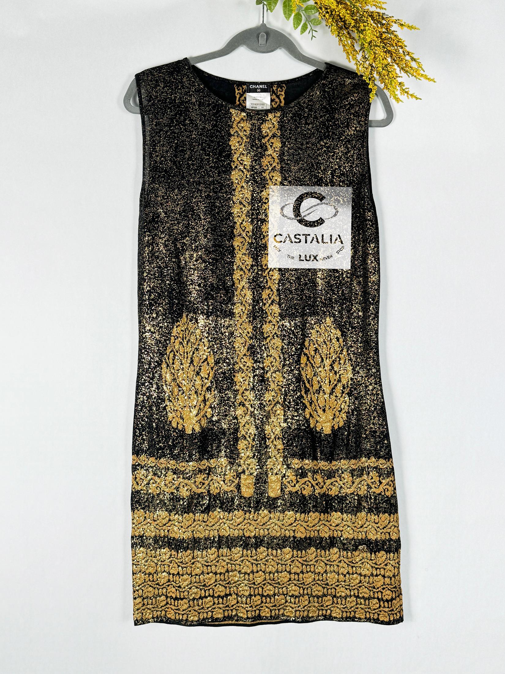 Black Chanel New Paris / Venice Runway Shimmer Dress 40 FR