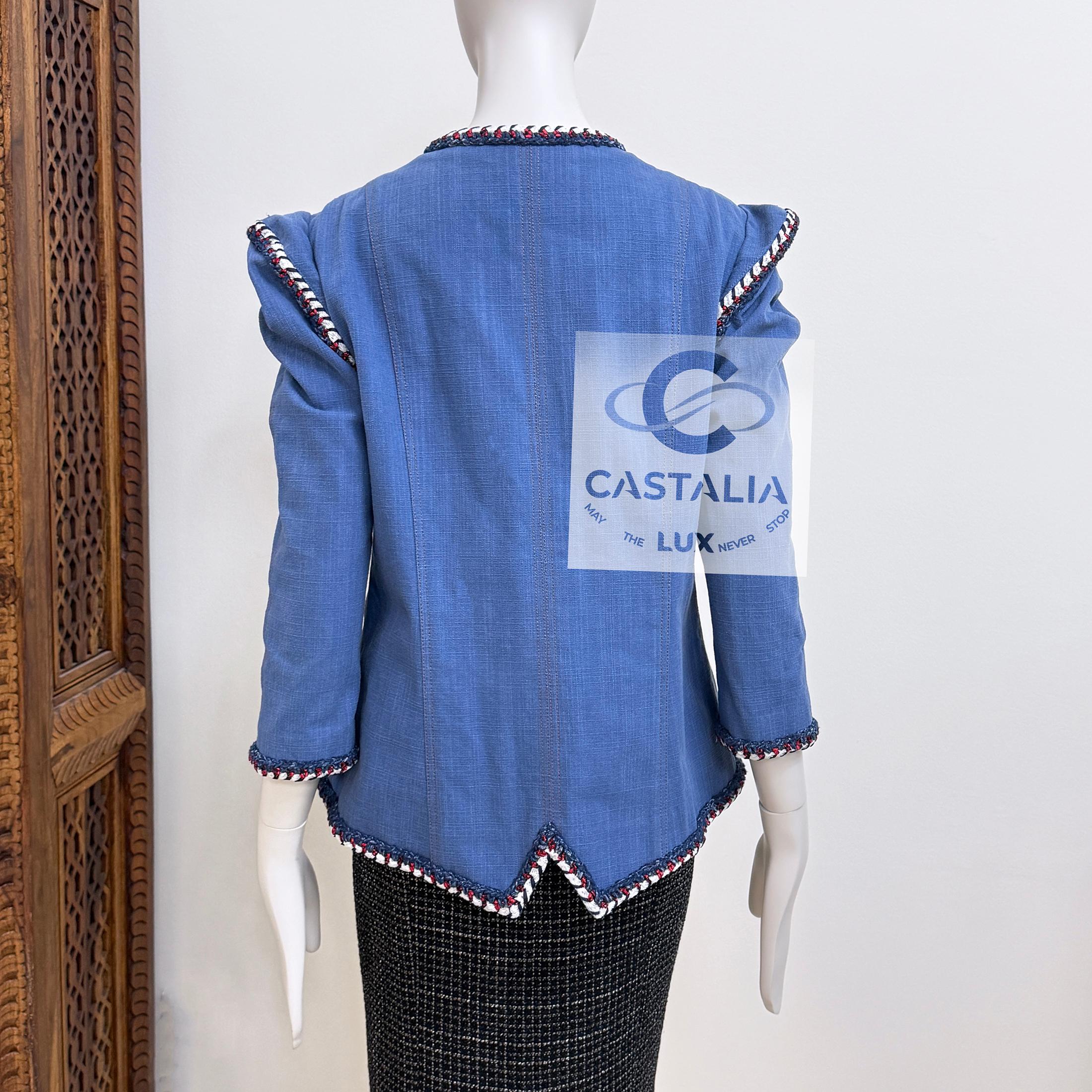 Chanel New Paris / Versailles Baroque Style Denim Jacket 42 FR For Sale 8