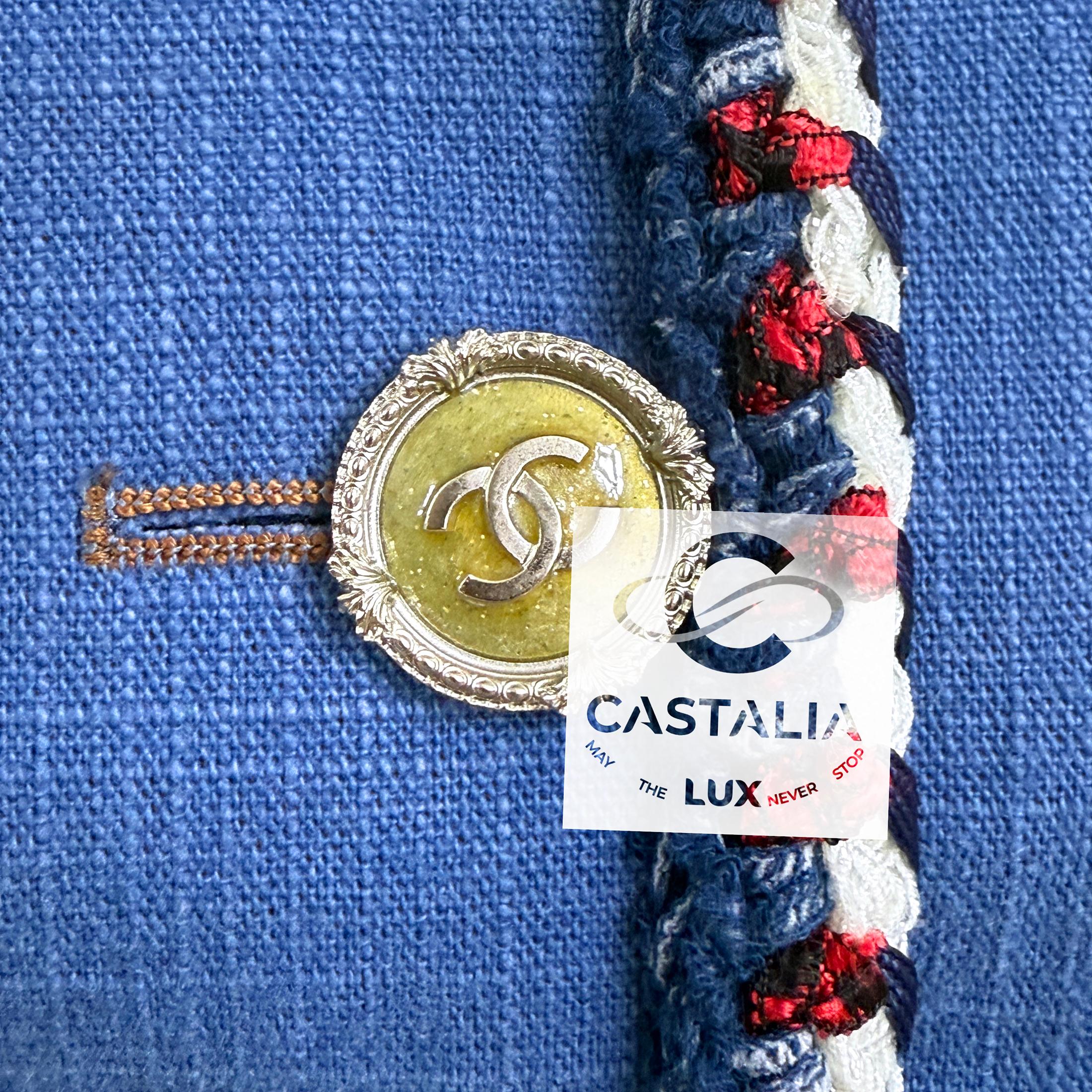 Chanel New Paris / Versailles Baroque Style Denim Jacket 42 FR For Sale 2