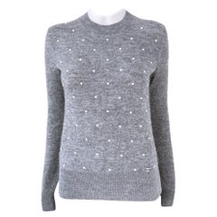 Chanel New Pearl Embellished Grey Jumper 34 FR