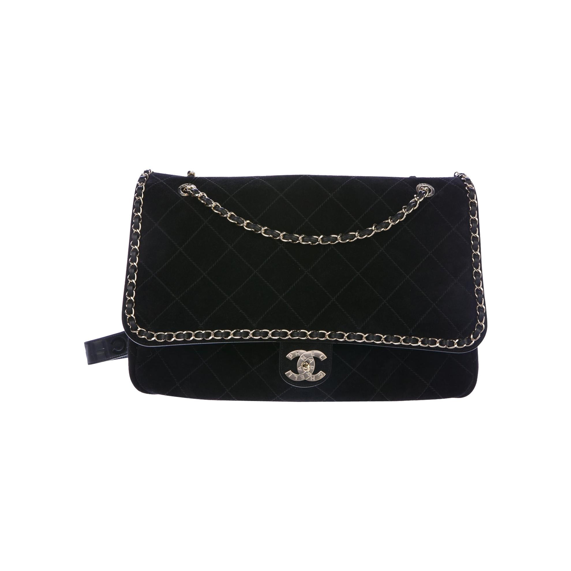 Chanel NEW Pharrell Black Suede Large Travel Carryall Shoulder Flap Bag in  Box at 1stDibs