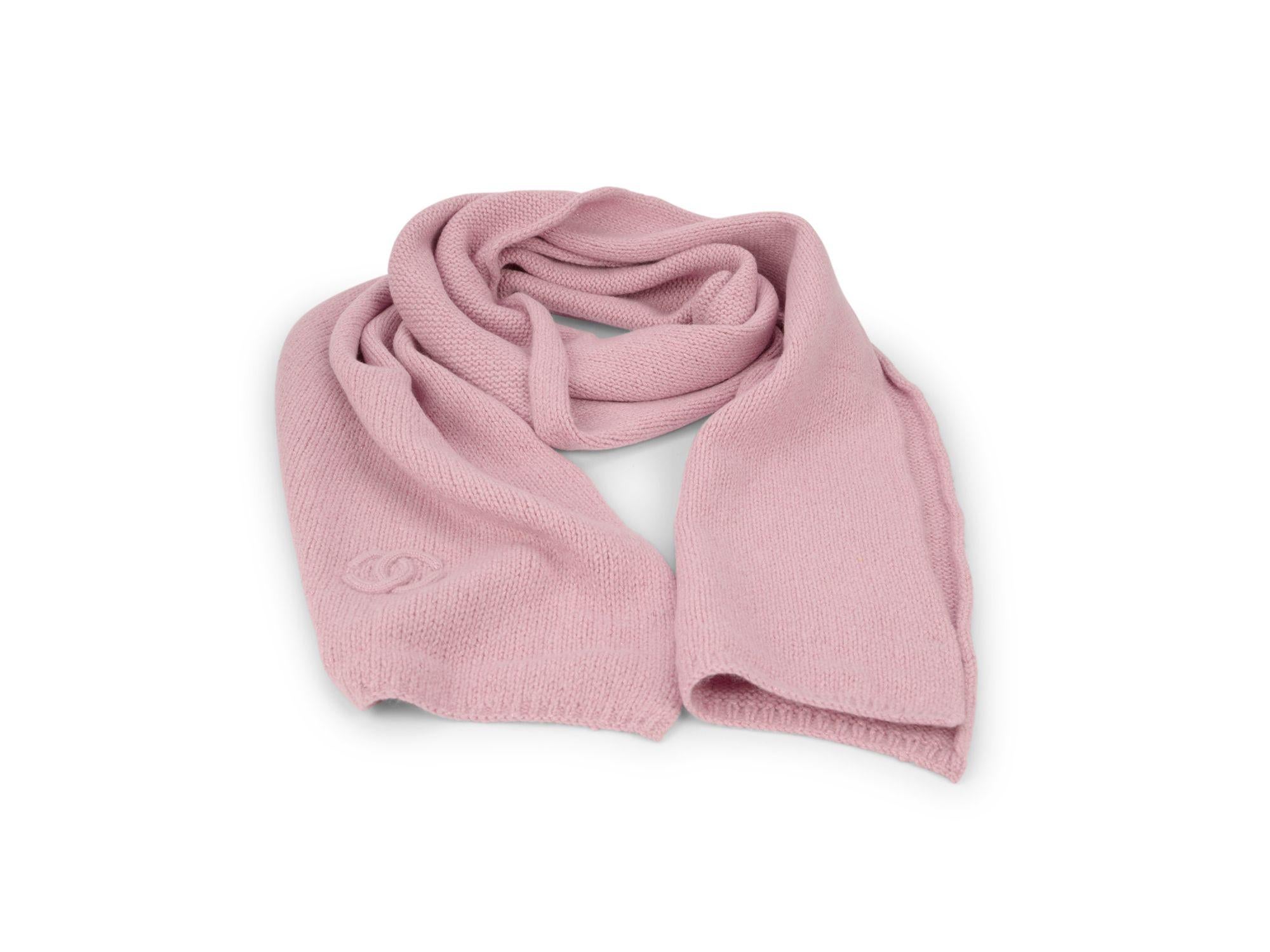 Chanel New Pink Cashmere Knit Hat Gloves Scarf Set im Angebot 6