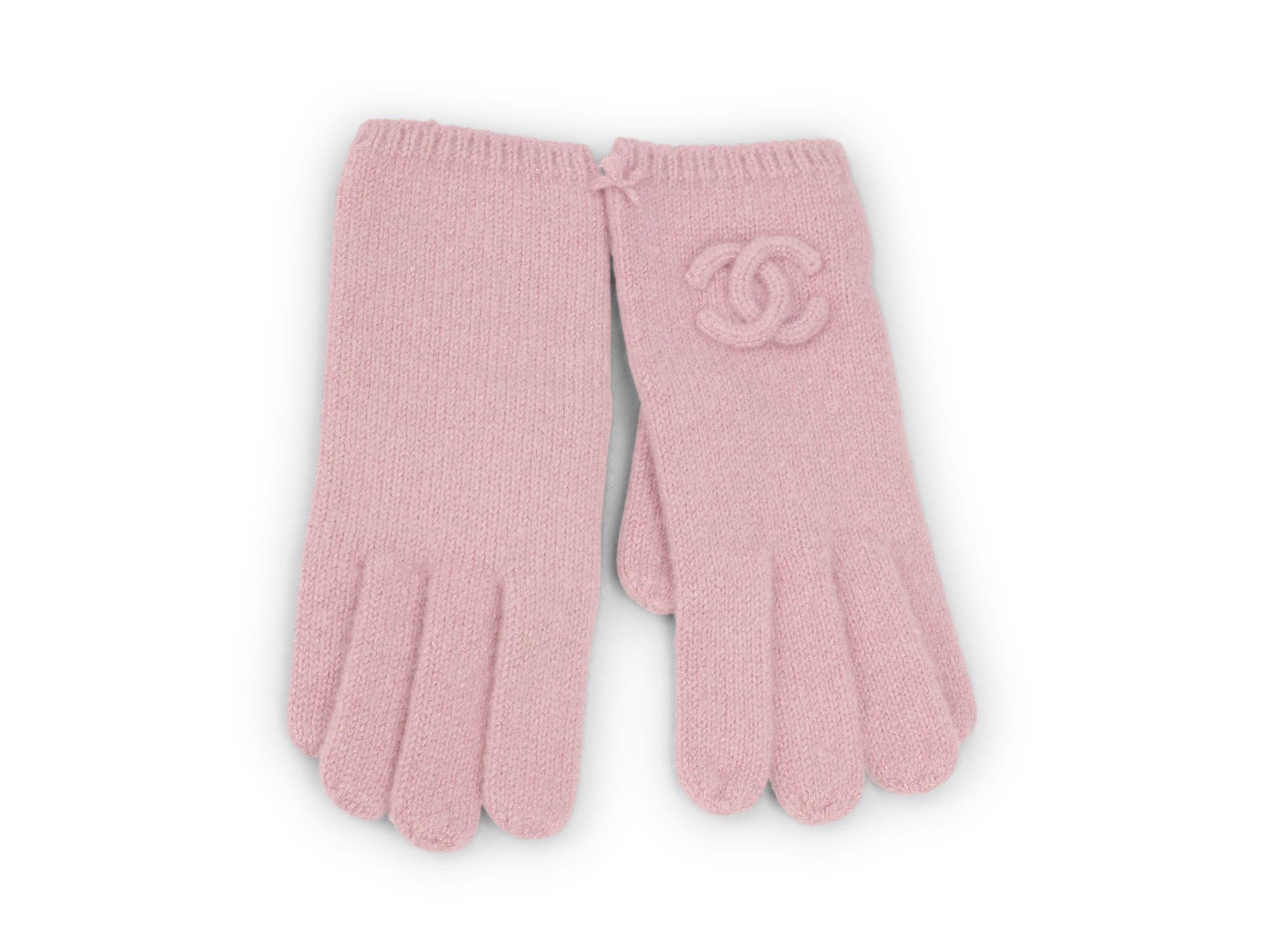 Chanel New Pink Cashmere Knit Hat Gloves Scarf Set im Angebot 8