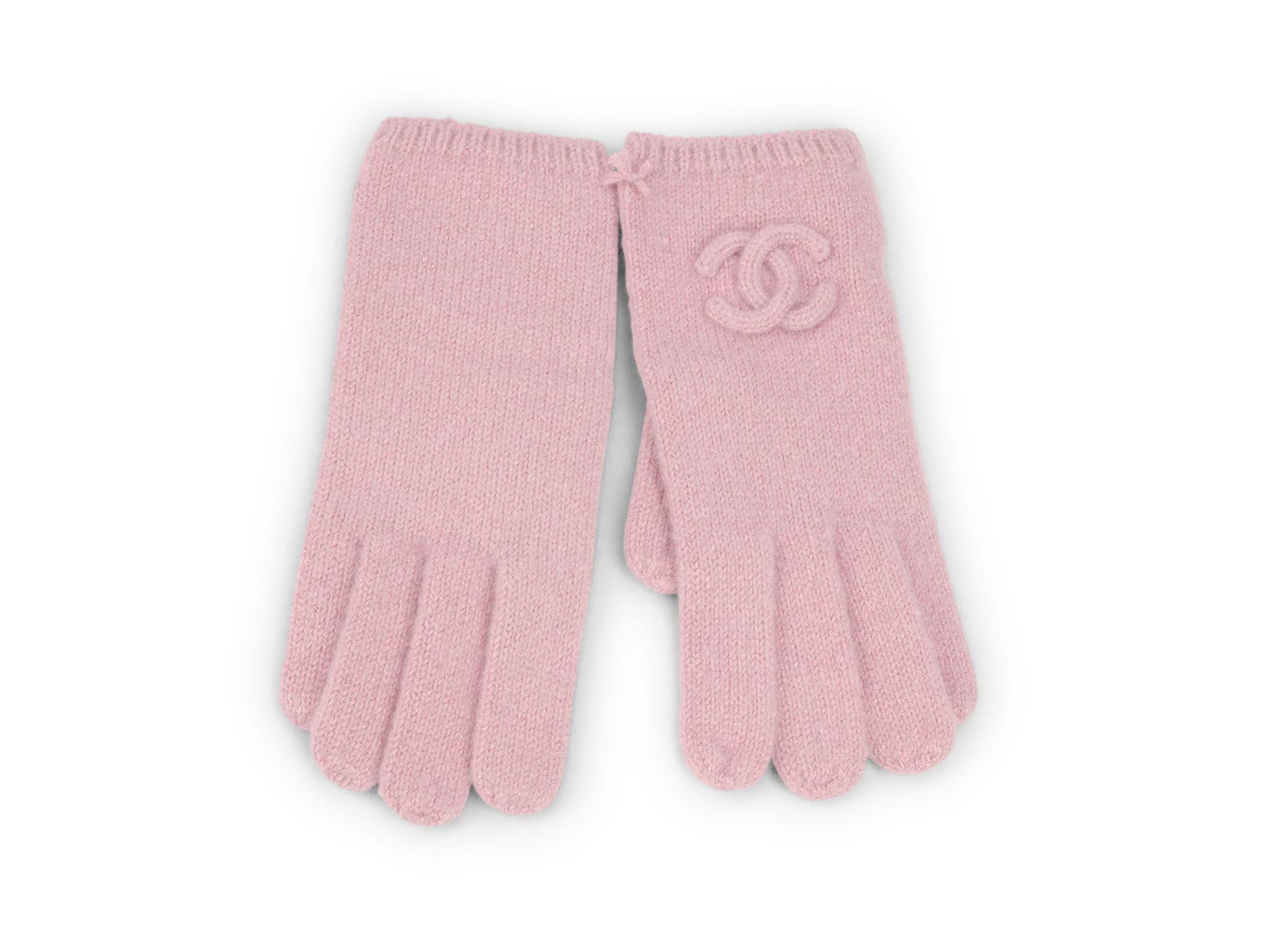 Chanel New Pink Cashmere Knit Hat Gloves Scarf Set im Angebot 9