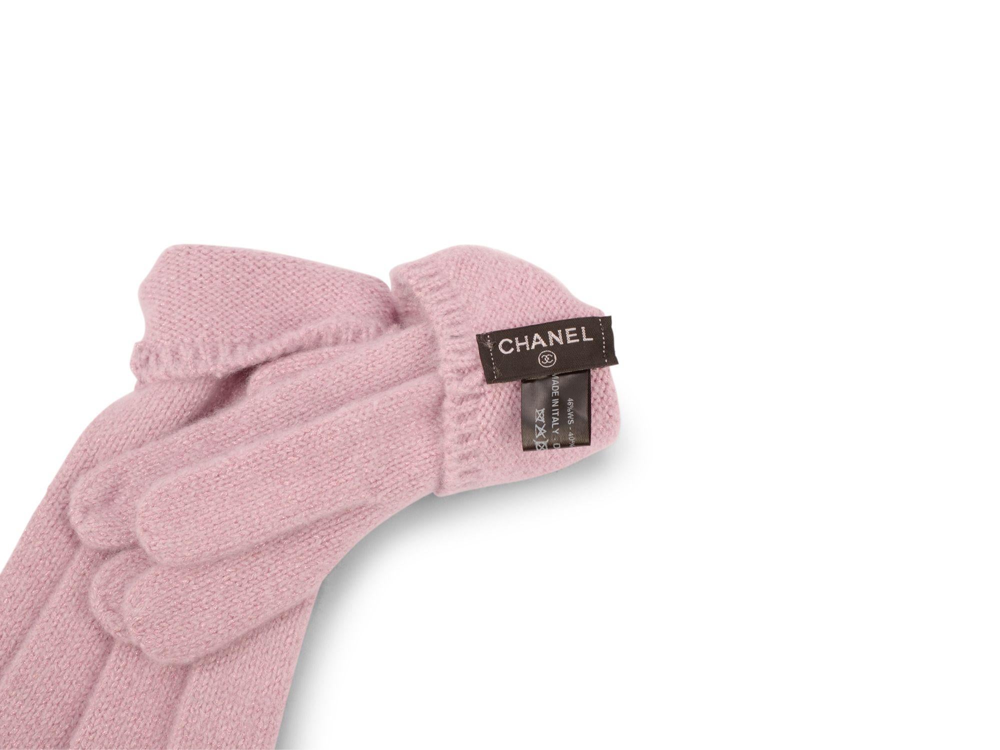 Chanel New Pink Cashmere Knit Hat Gloves Scarf Set im Angebot 10