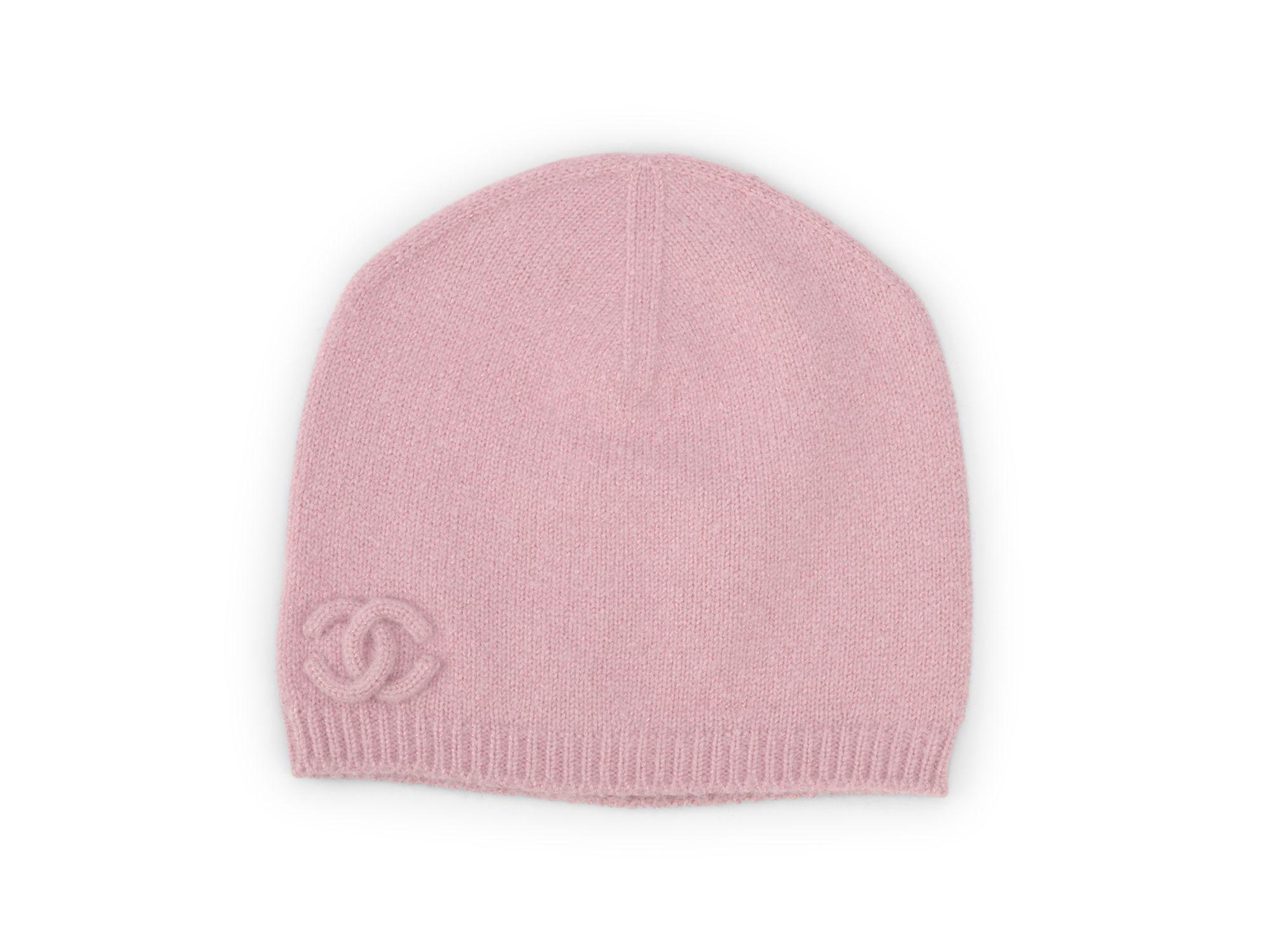 Chanel New Pink Cashmere Knit Hat Gloves Scarf Set im Angebot 2