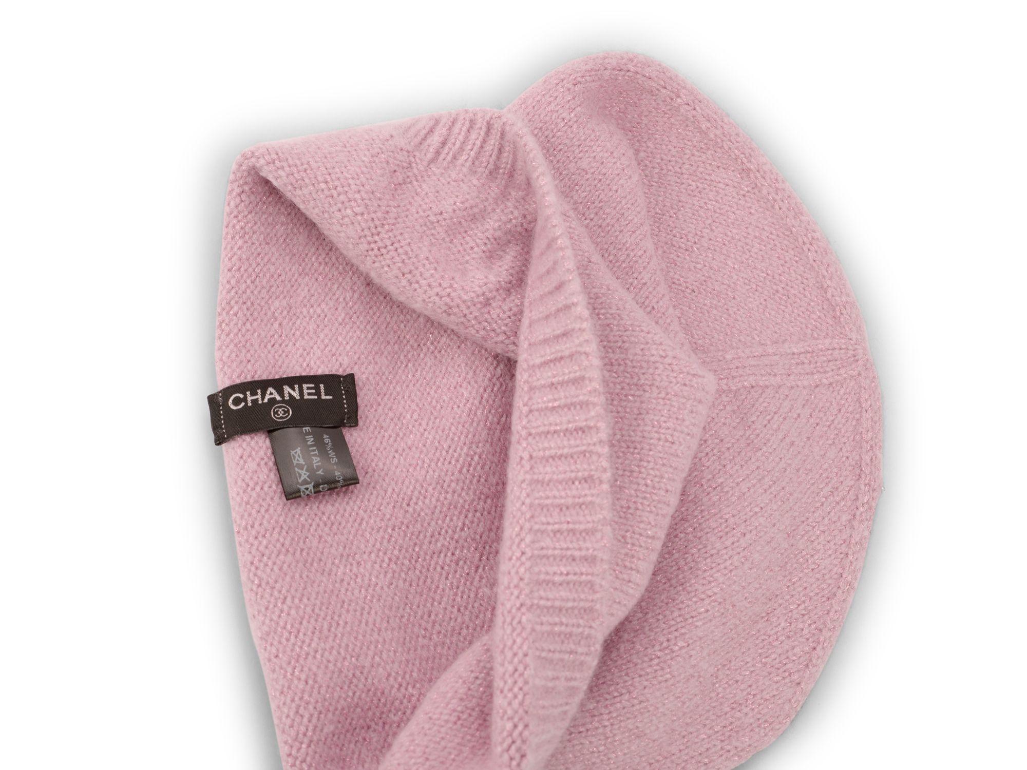 Chanel New Pink Cashmere Knit Hat Gloves Scarf Set im Angebot 3